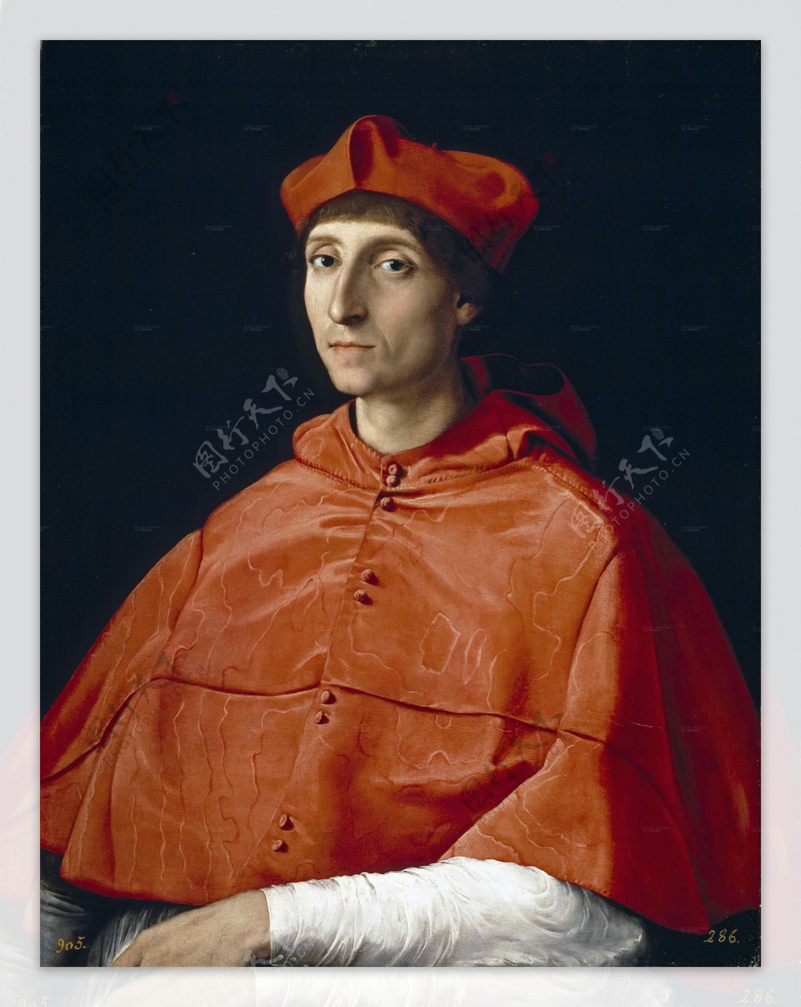 戴橙色帽子的欧洲男子油画图片