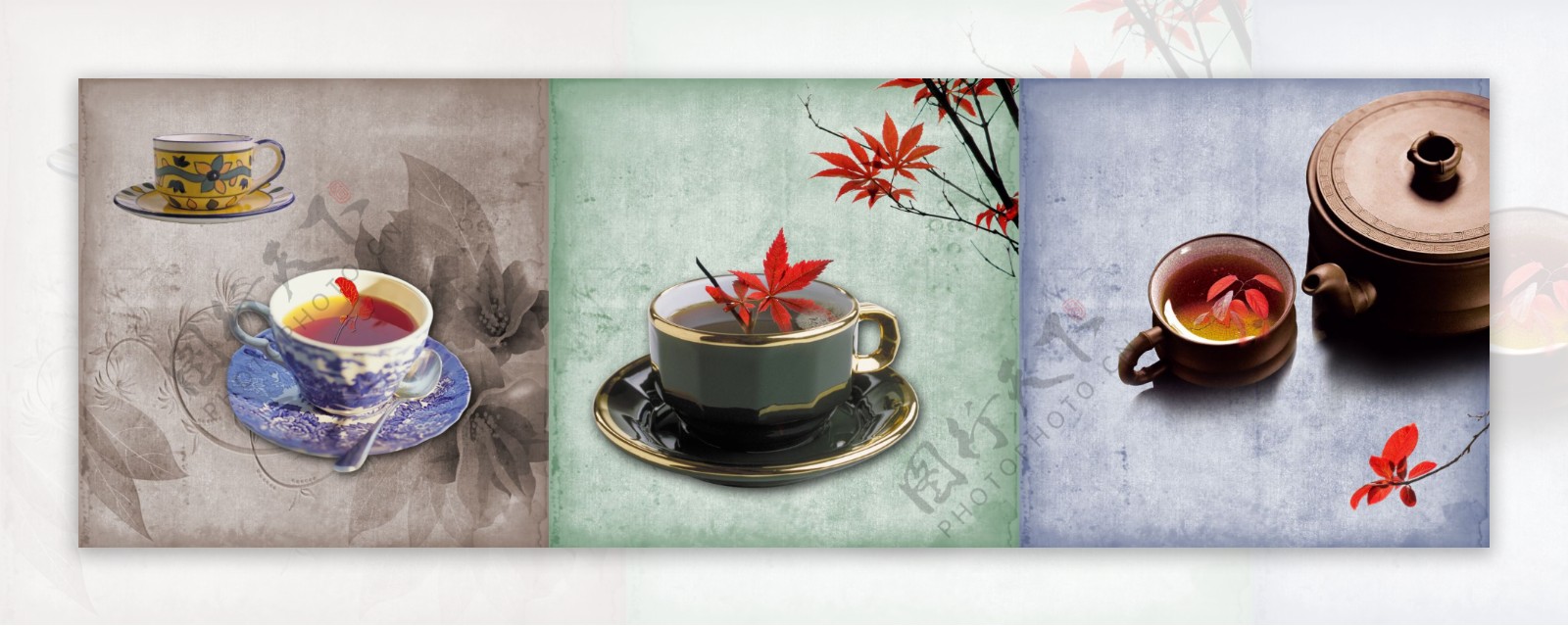 三幅养生茶装饰画
