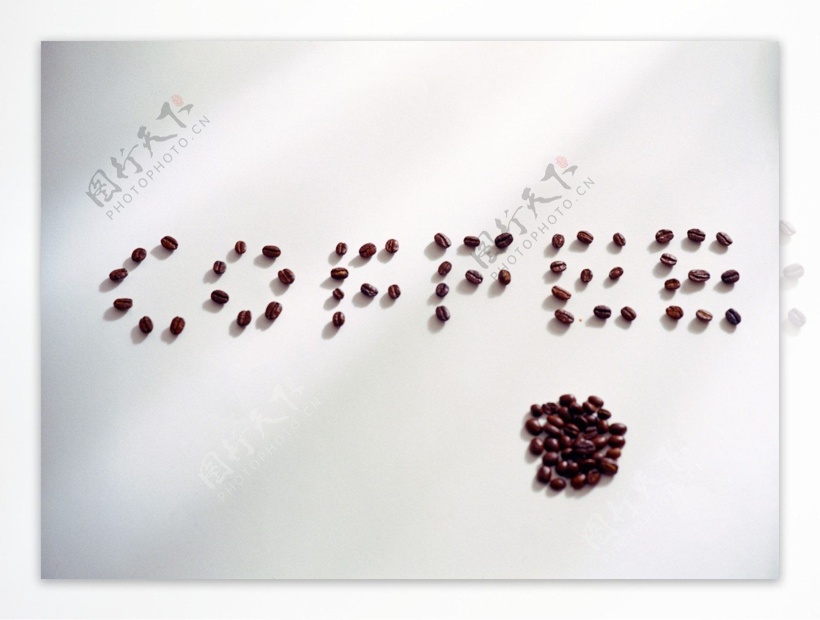 用咖啡豆组成的COFFEE英文图片