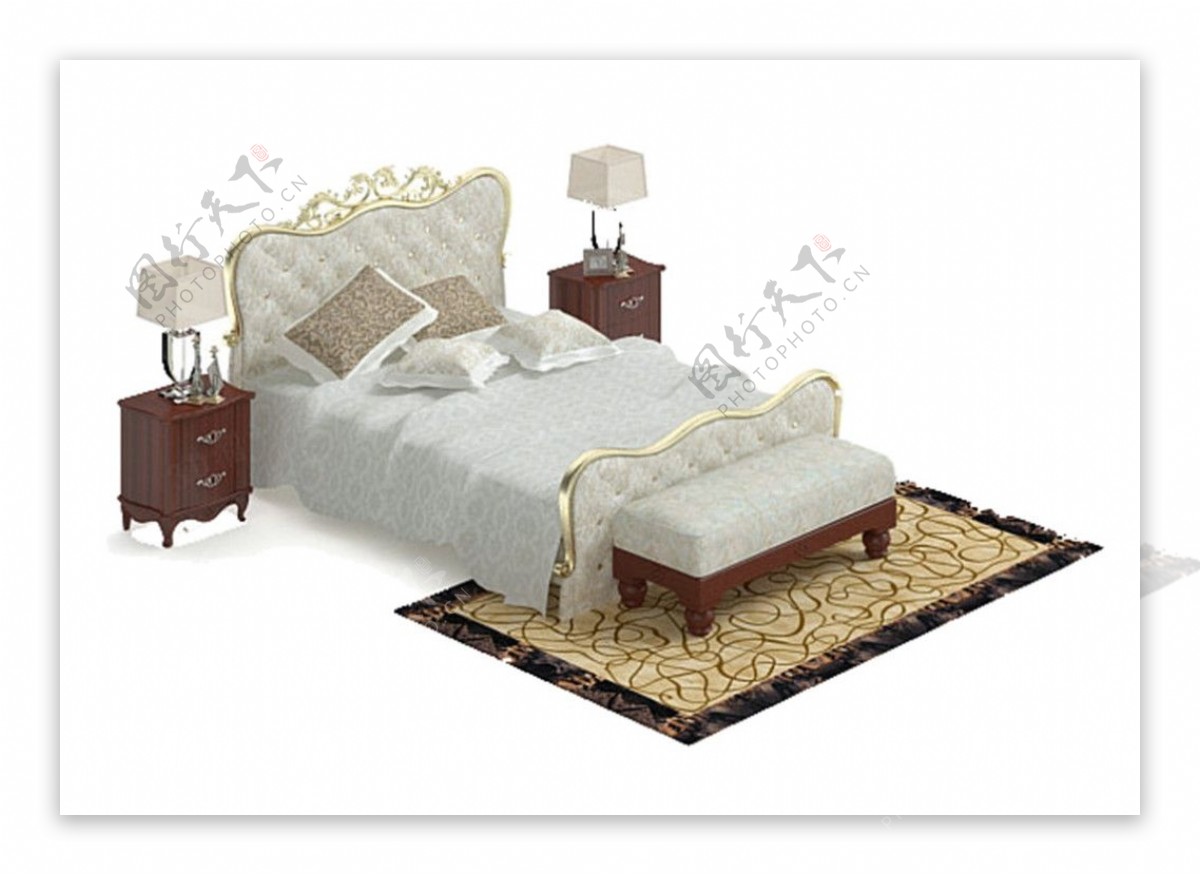 现代床模型模板下载设计模型室内床三维模型双人床室内家具