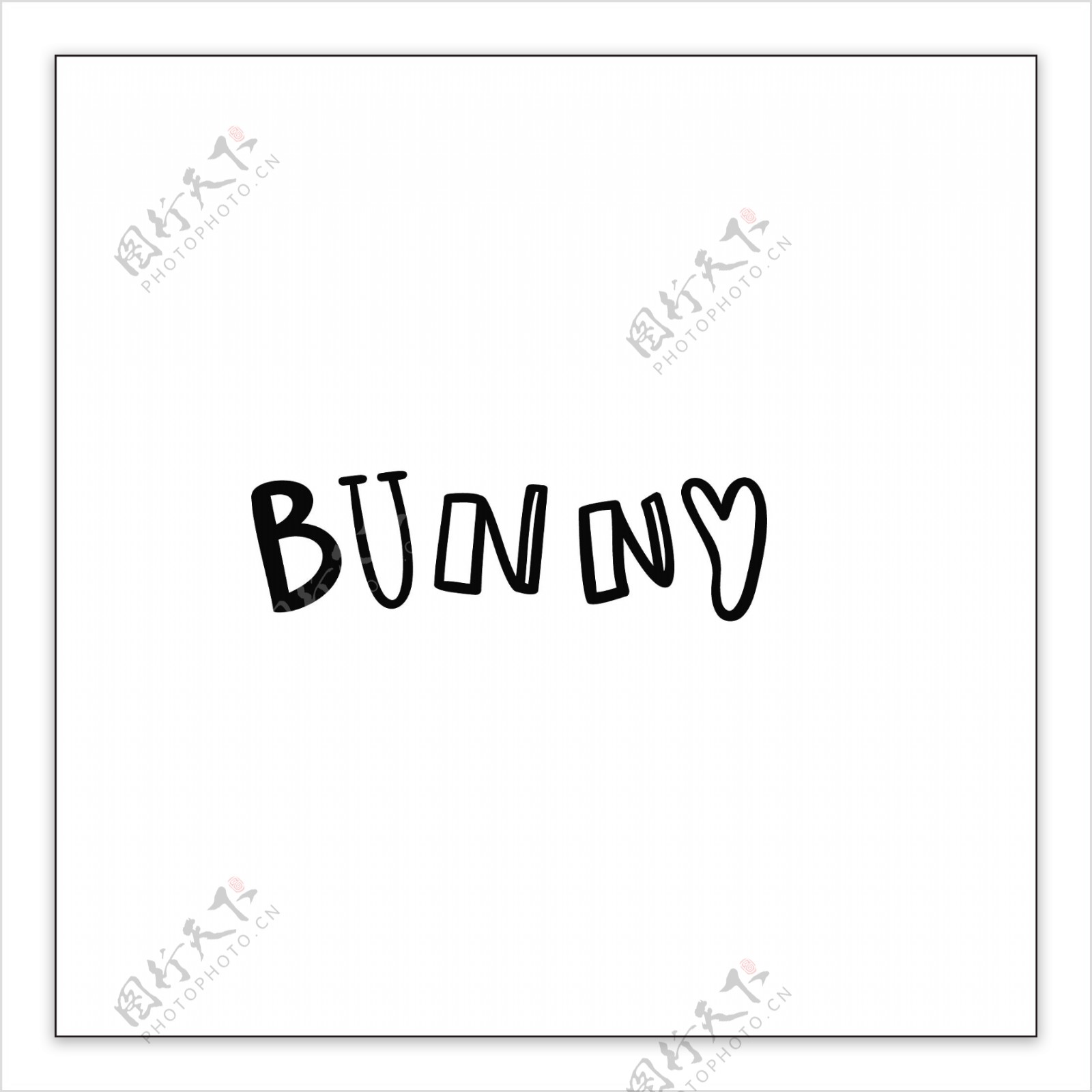 bunny黑白卡通童话动物线条矢量