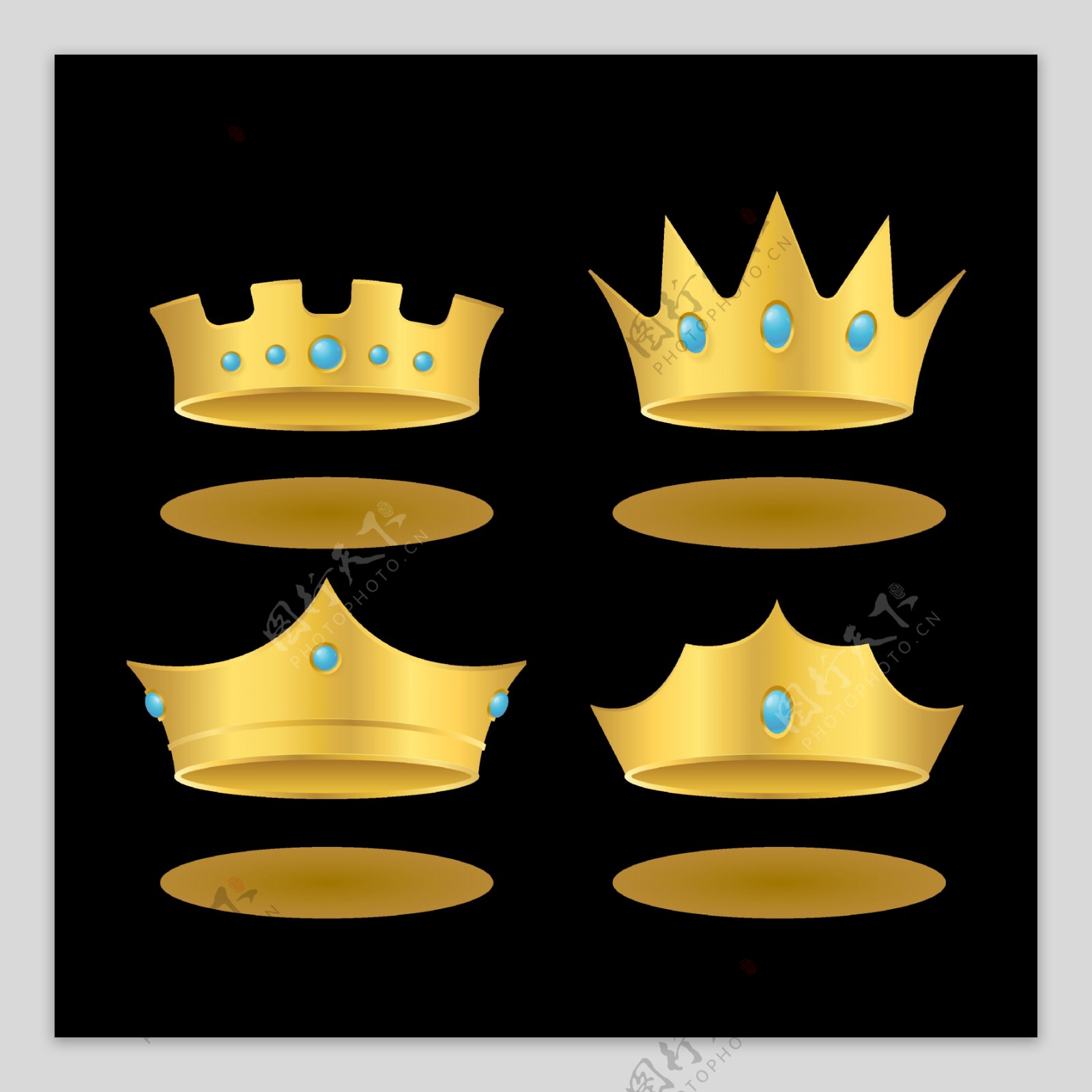 蓝宝石金色皇冠图标免抠png透明图层素材