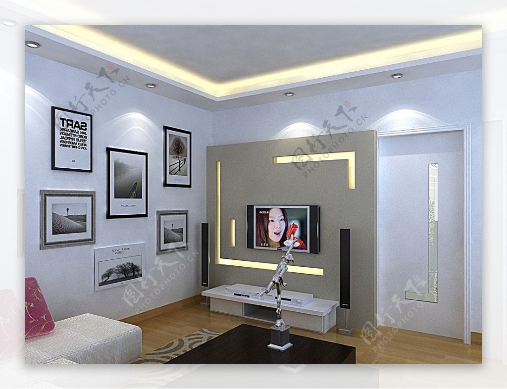 现代两居室内装修施工图附效果图图片