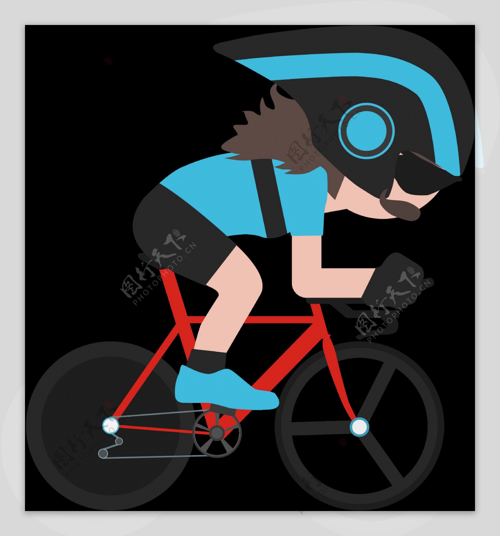 运动员骑自行车插画免抠png透明图层素材