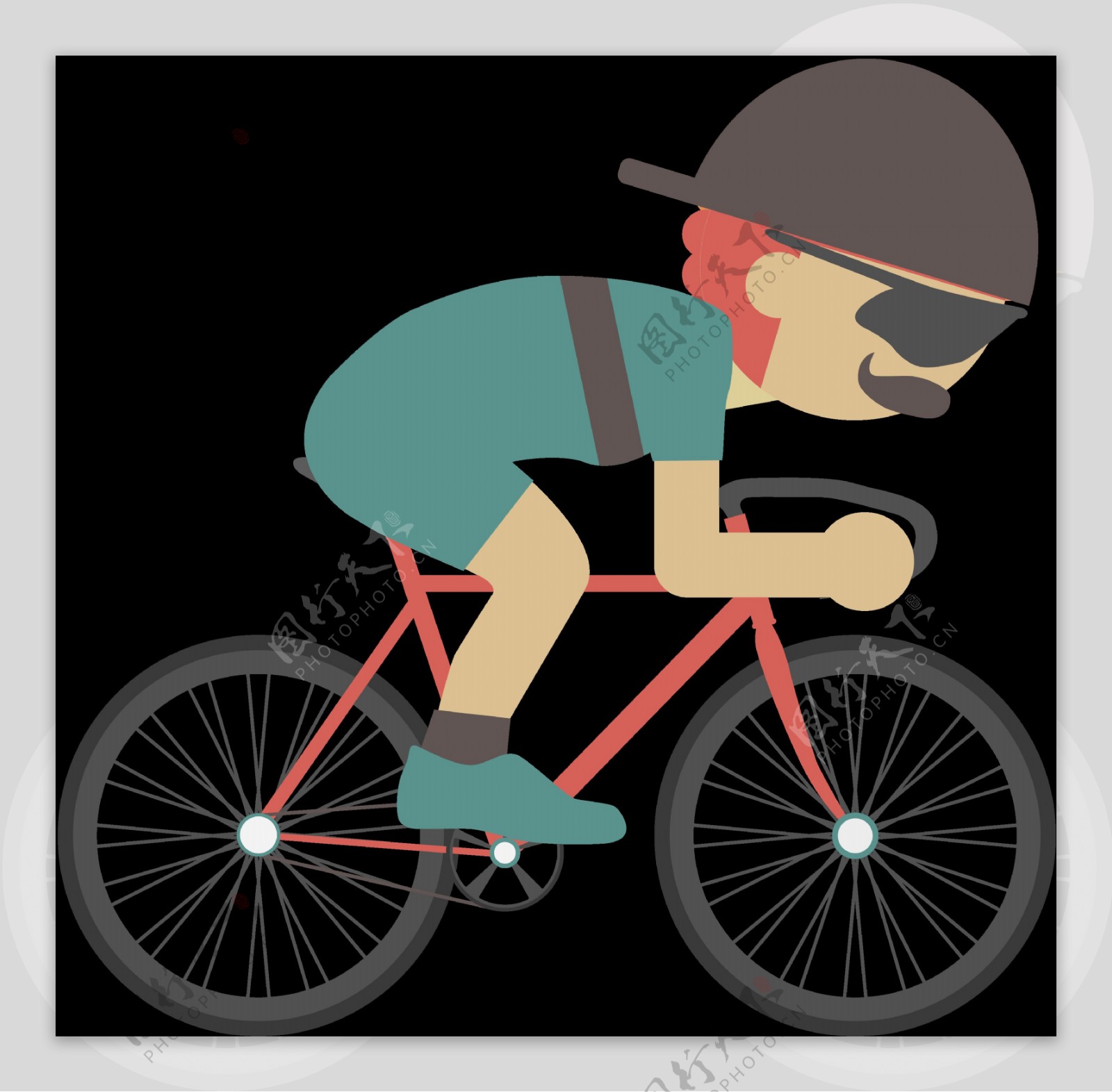 卡通骑自行车插画免抠png透明图层素材