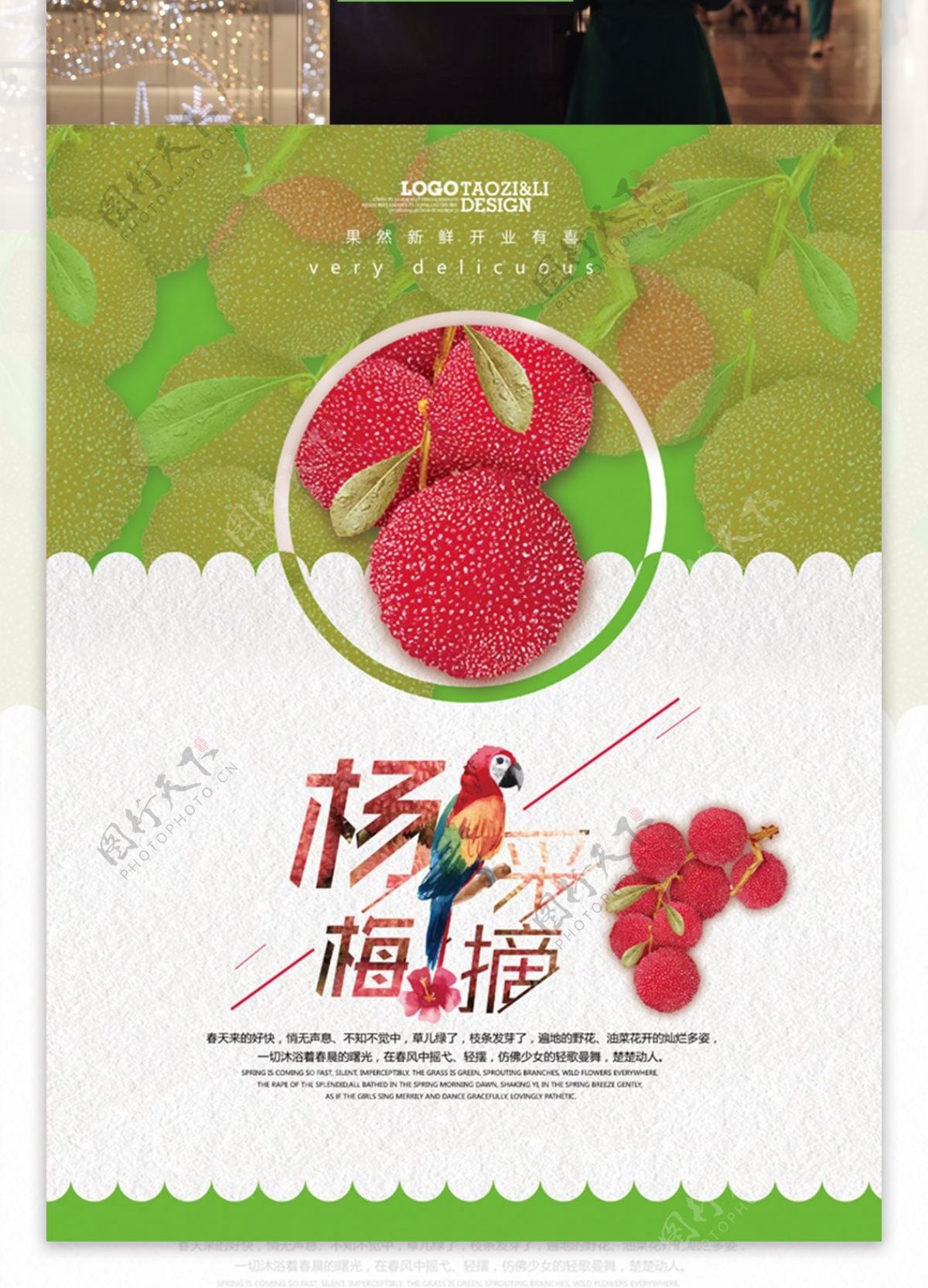 杨梅采摘夏季水果海报