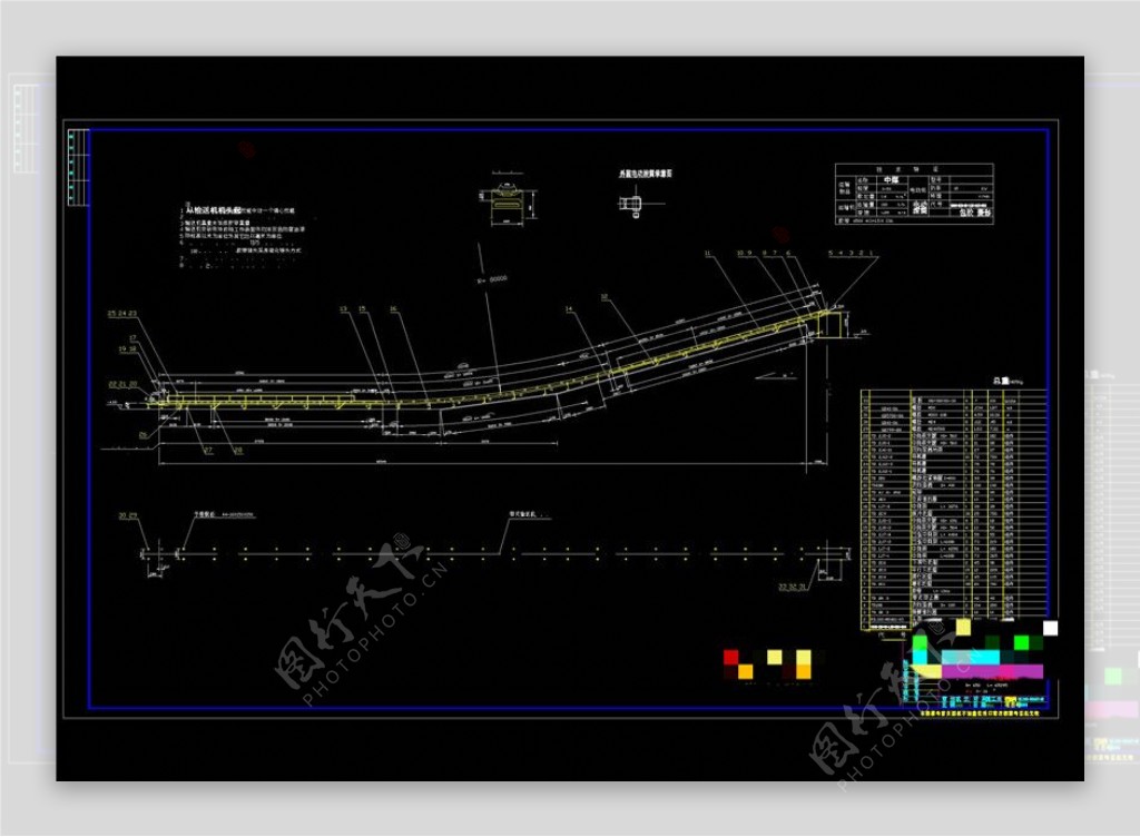 带式输送机施工图CAD景观图纸