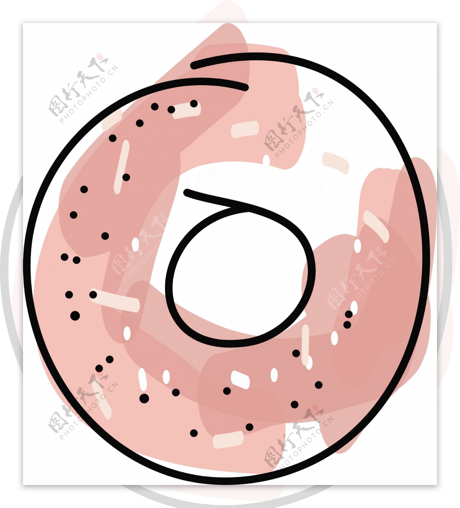 粉色矢量卡通手绘甜甜圈素材