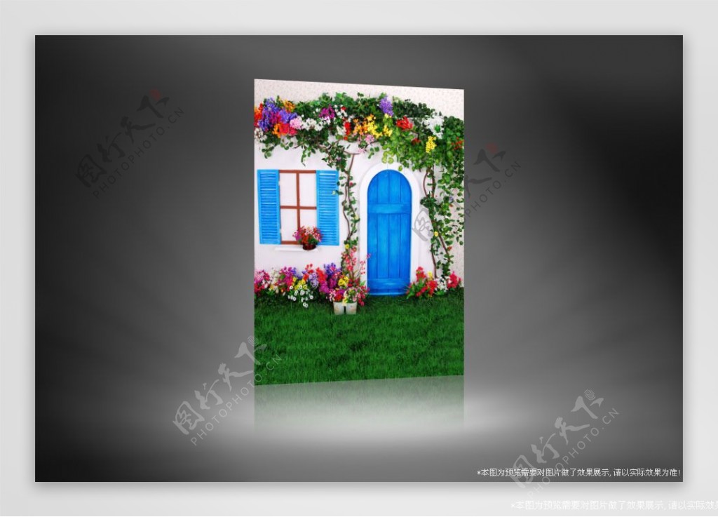 鲜花装饰的房子影楼摄影背景图片
