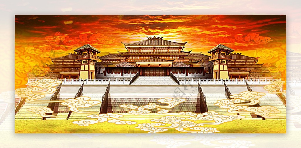 唐代风格宫殿建筑图片