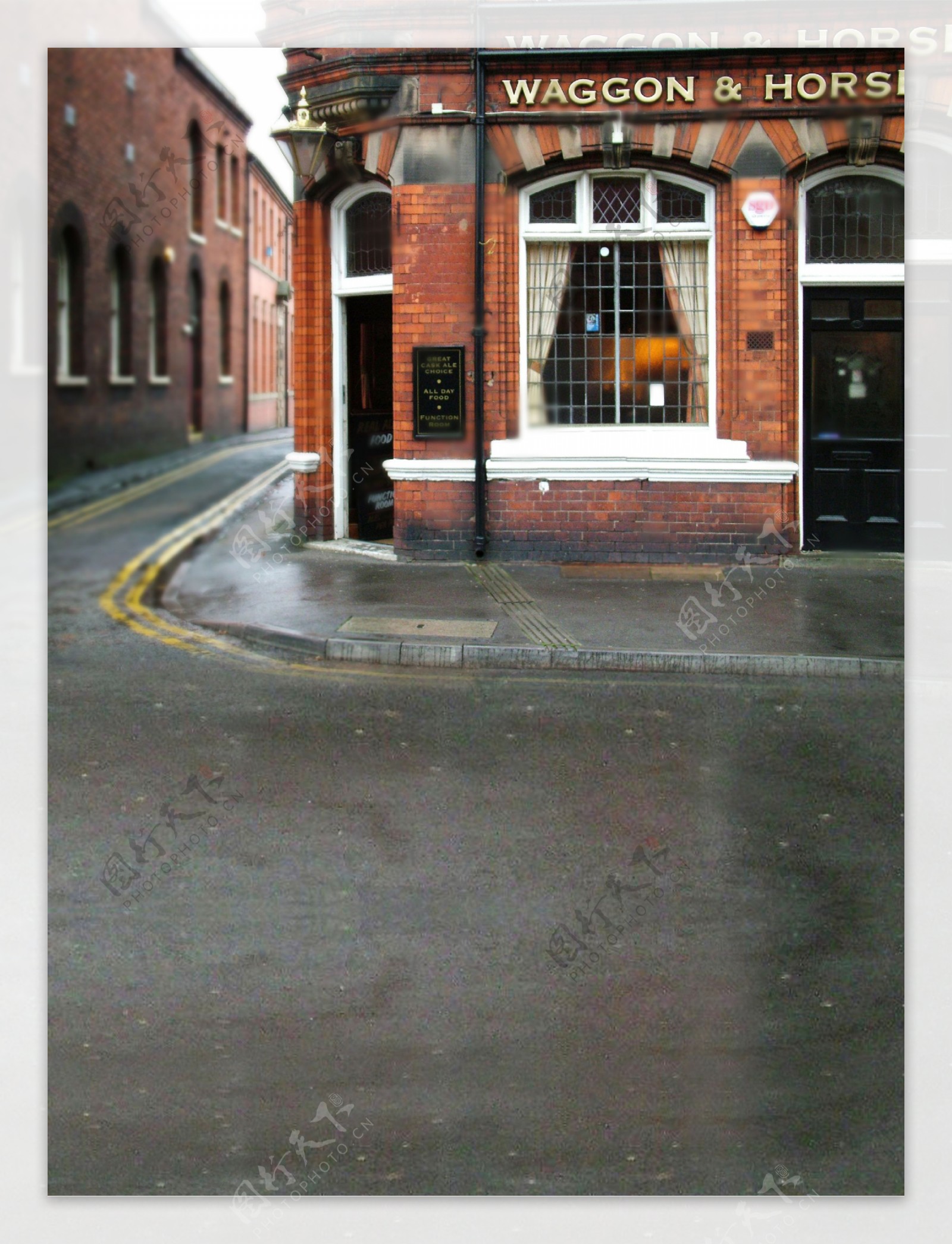 街道转角的咖啡店影楼摄影背景图片