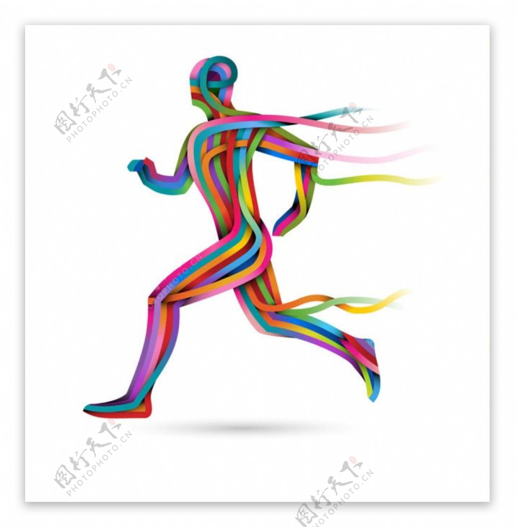 彩色线条跑步男人图片