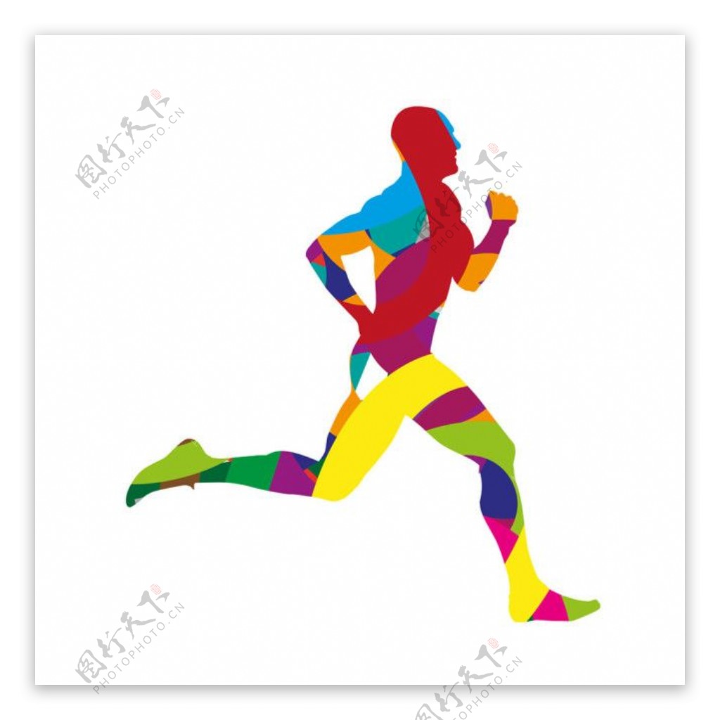 彩色几何跑步男人图片