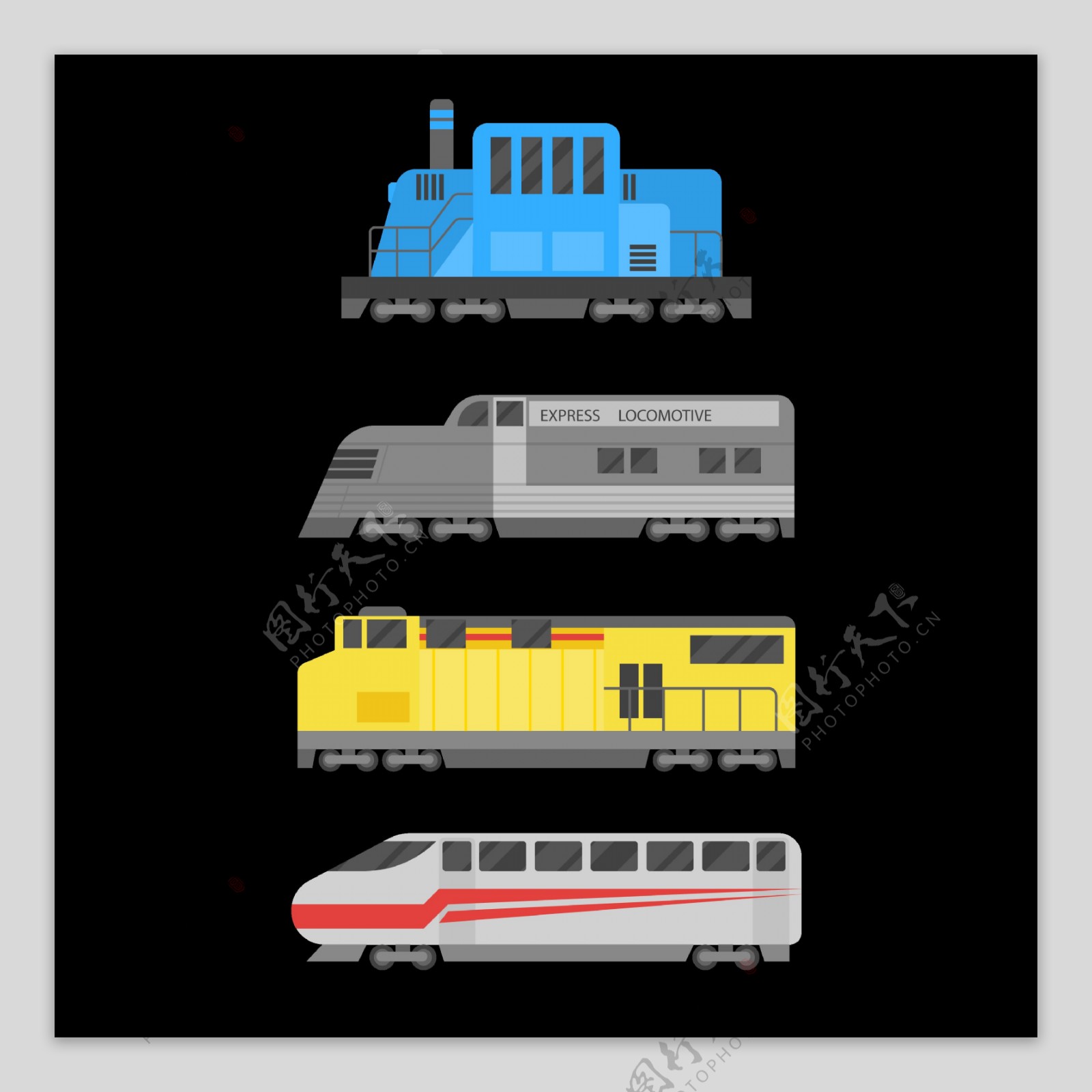 卡通彩色火车插图免抠png透明图层素材