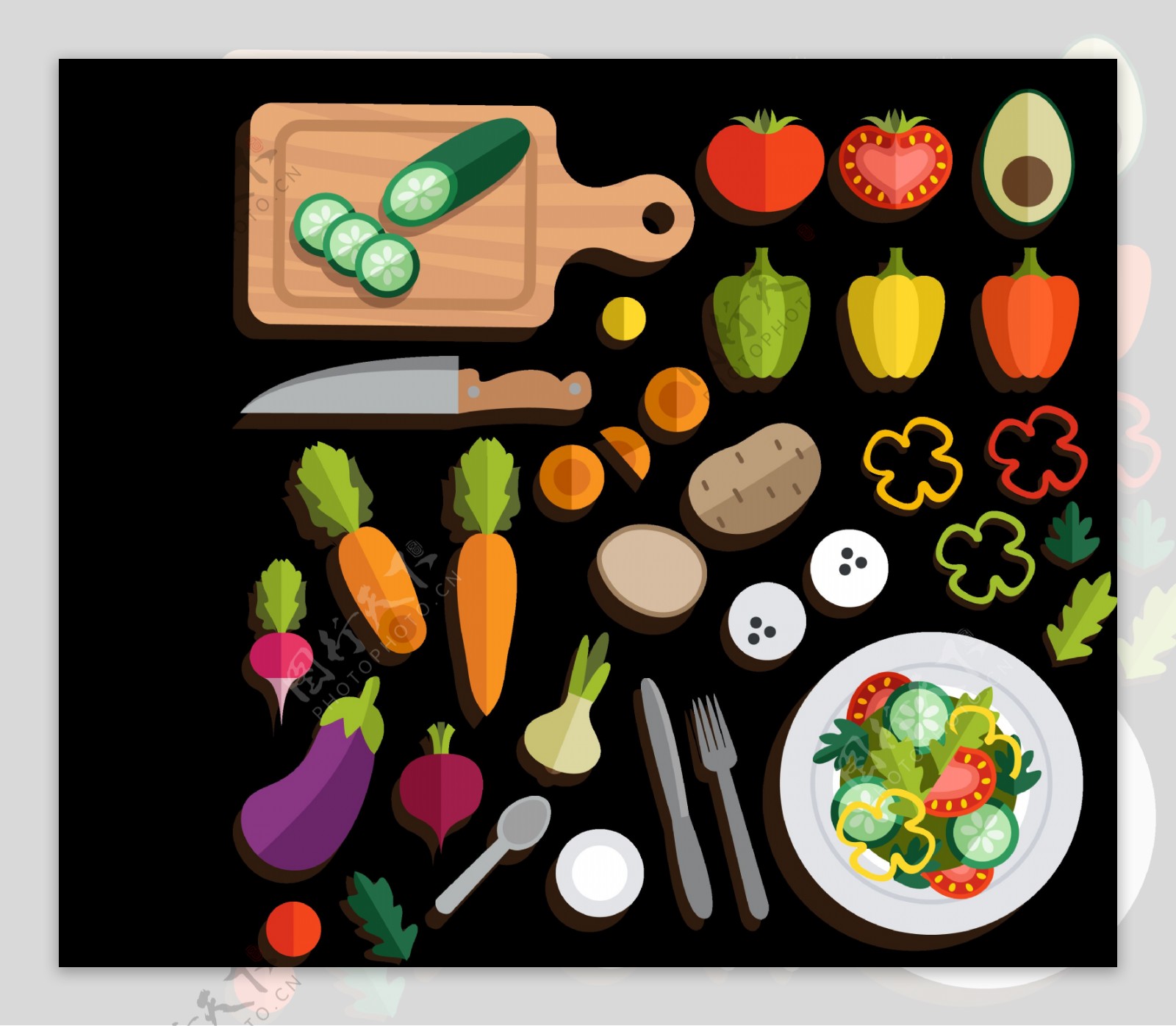 各种彩色蔬菜免抠png透明图层素材