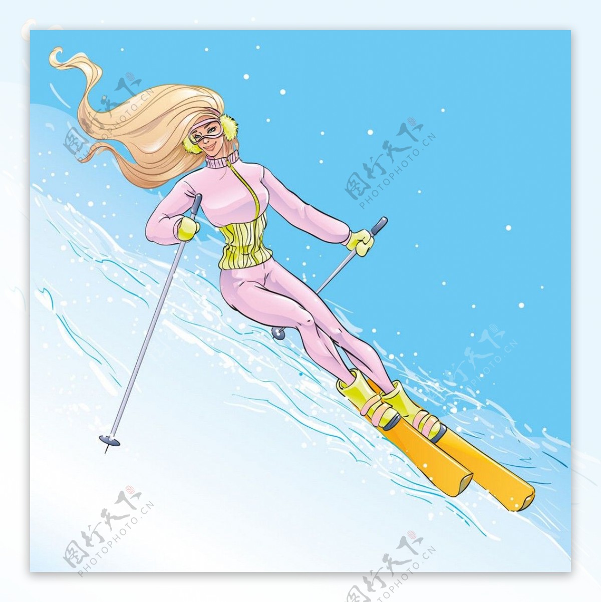 滑雪的性感女人图片