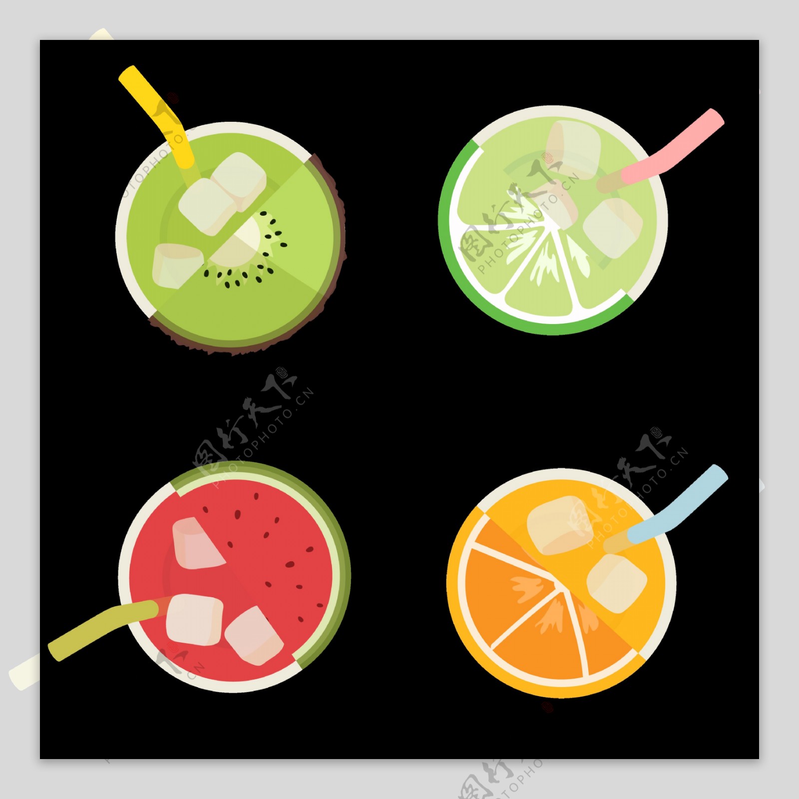 手绘彩色果汁插画图标免抠png透明素材