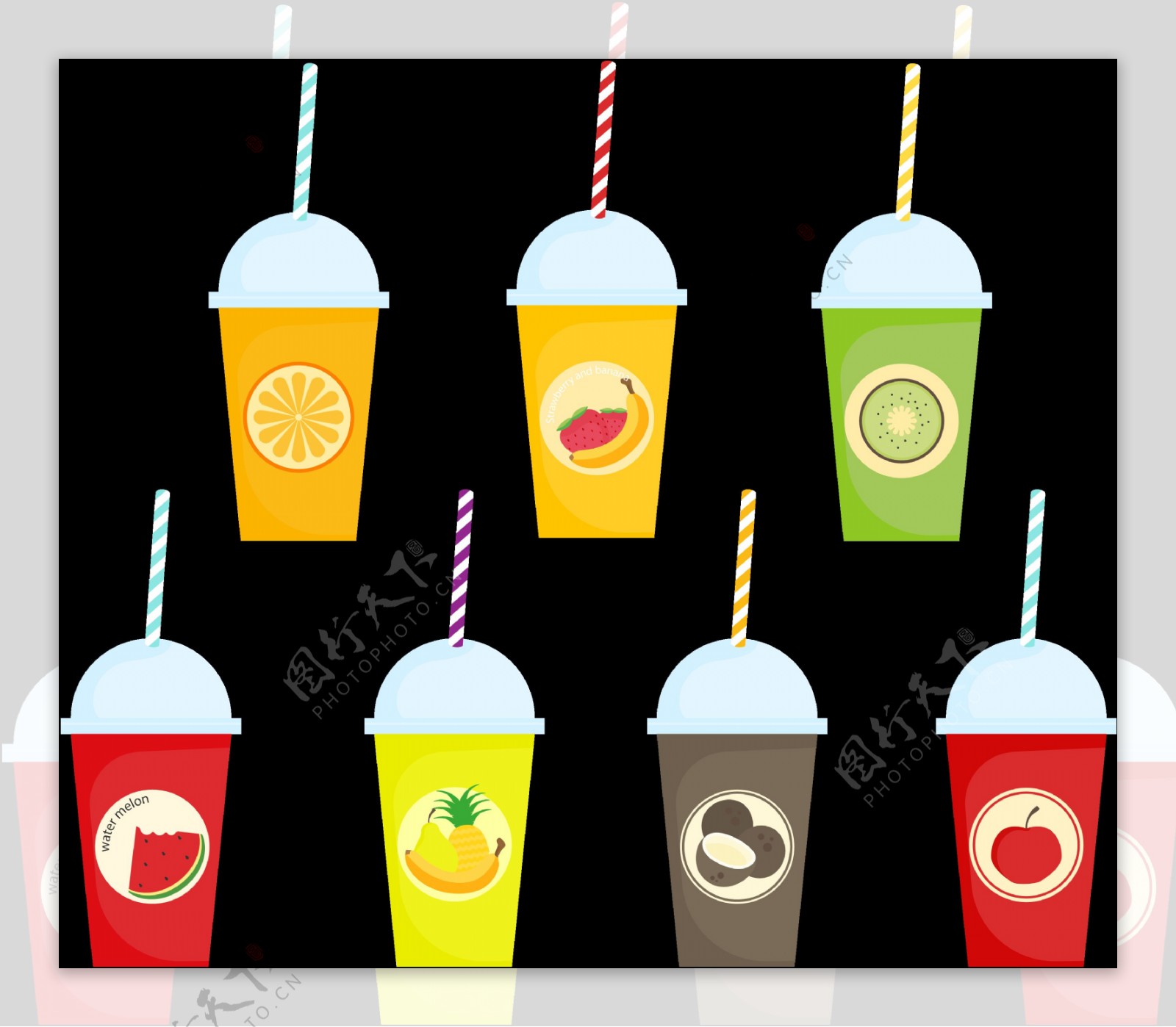 杯装果汁插画图标免抠png透明图层素材