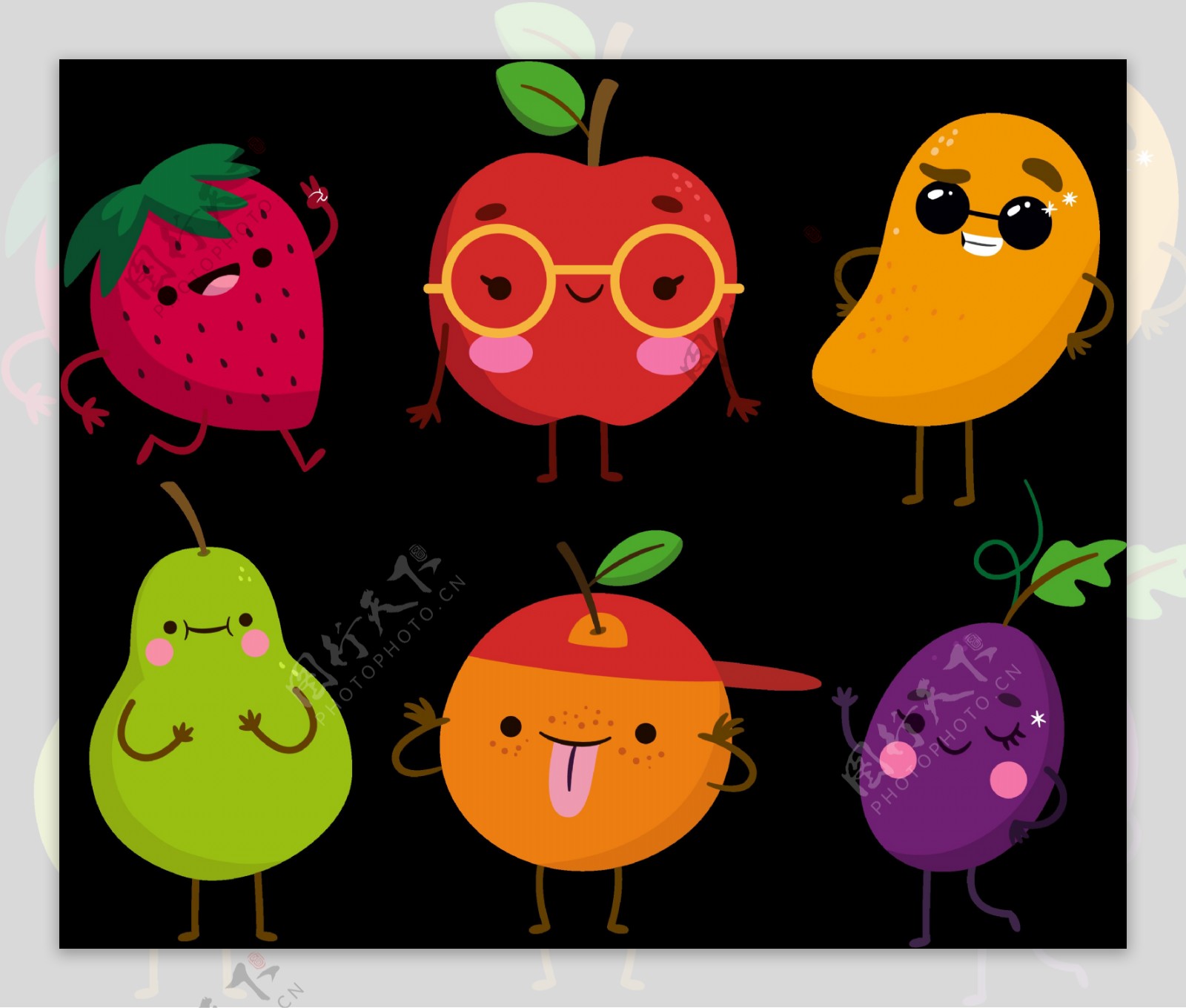 各种水果表情图标免抠png透明素材