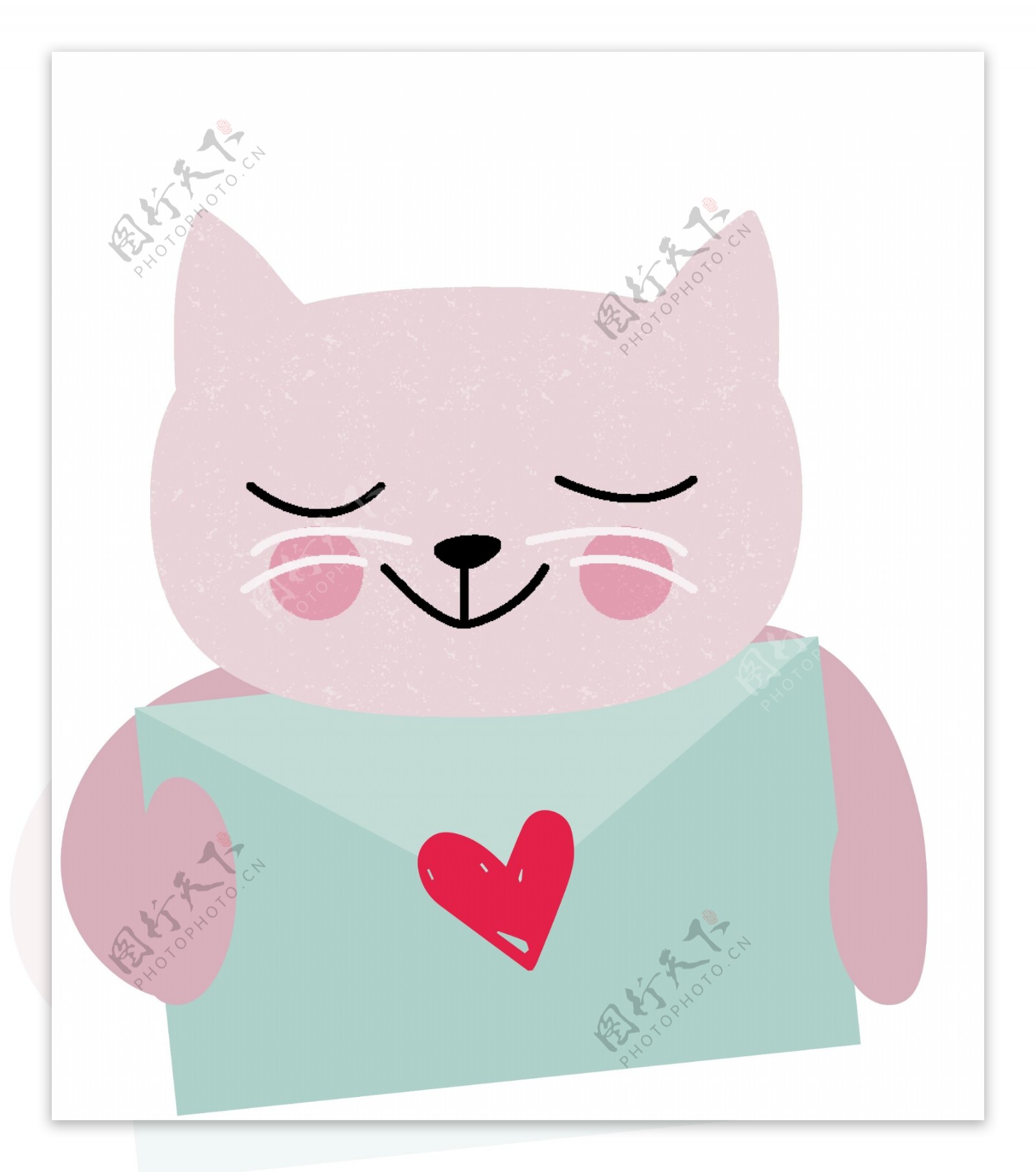 猫咪卡通手绘爱心情侣动物矢量素材3