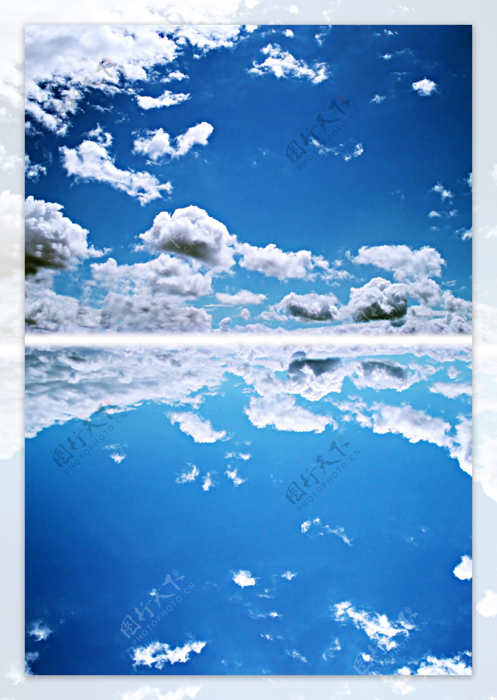 蓝天白云与倒影图片