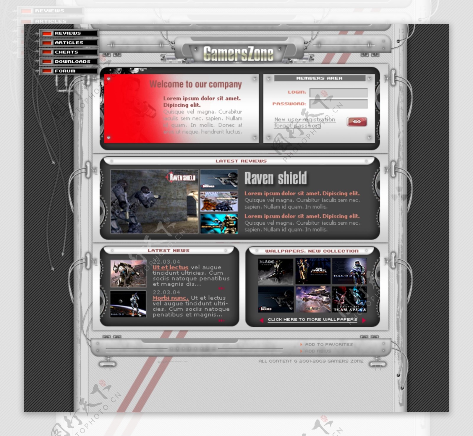 国外黑灰色游戏网页设计图片