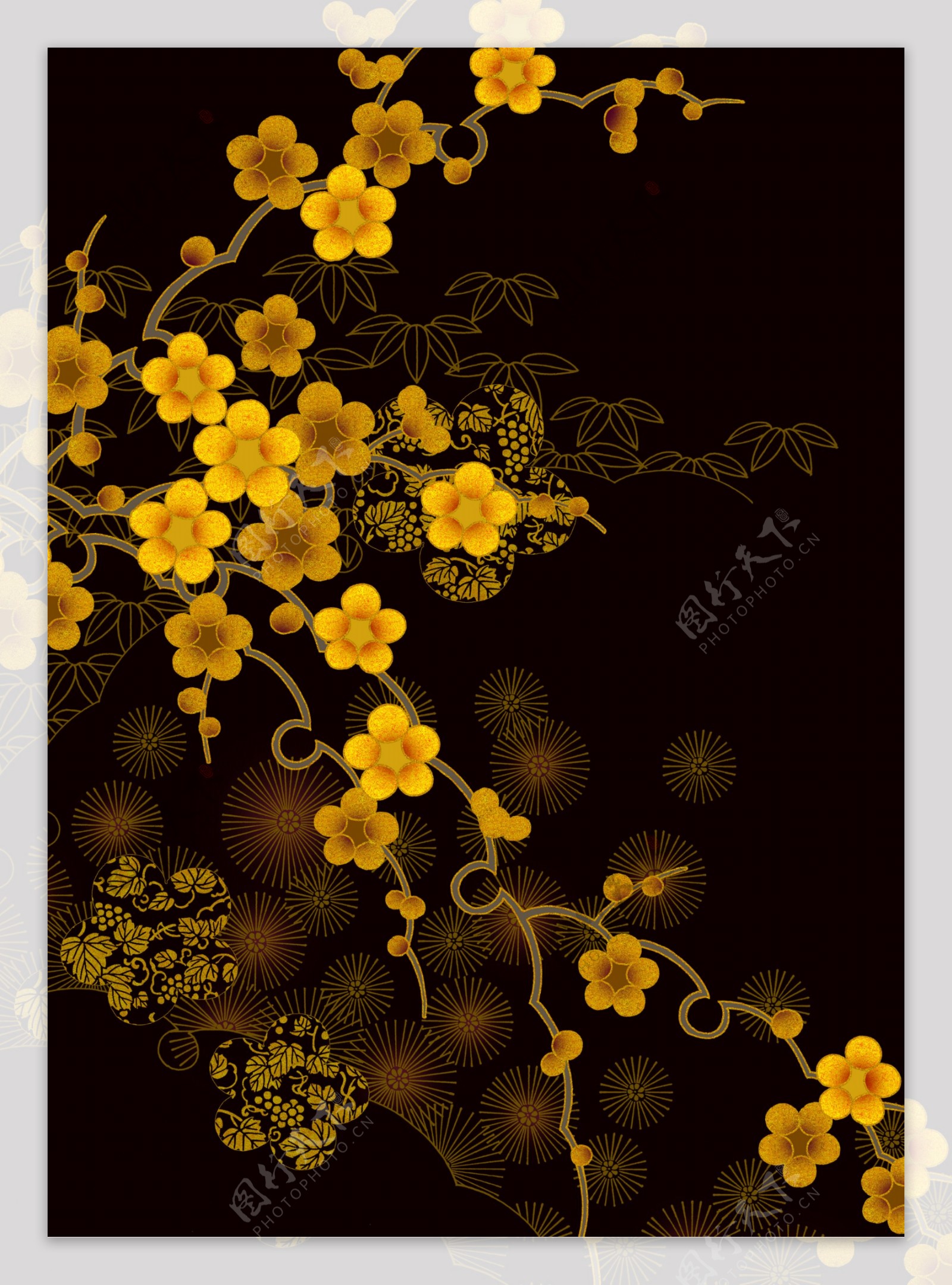 黄色花卉装饰画