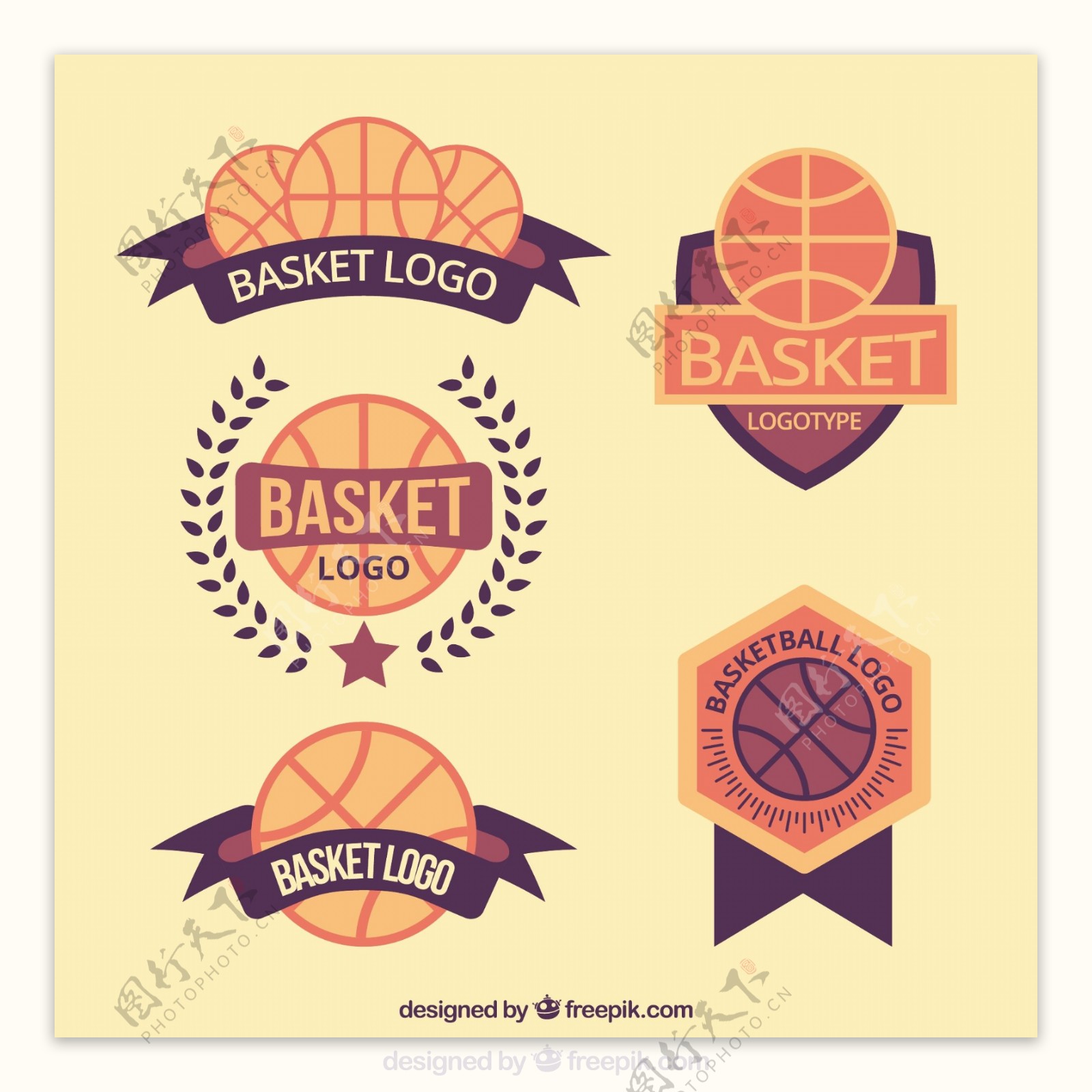 一套老式篮球标志