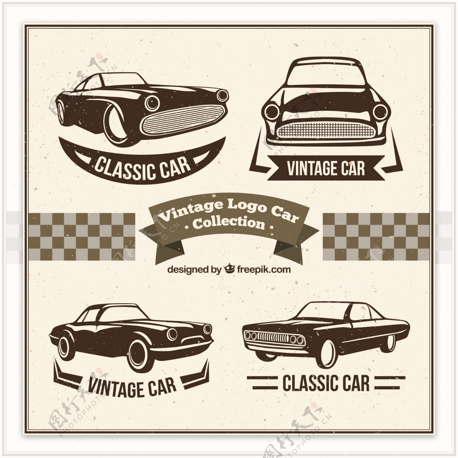 装饰标志与老式汽车