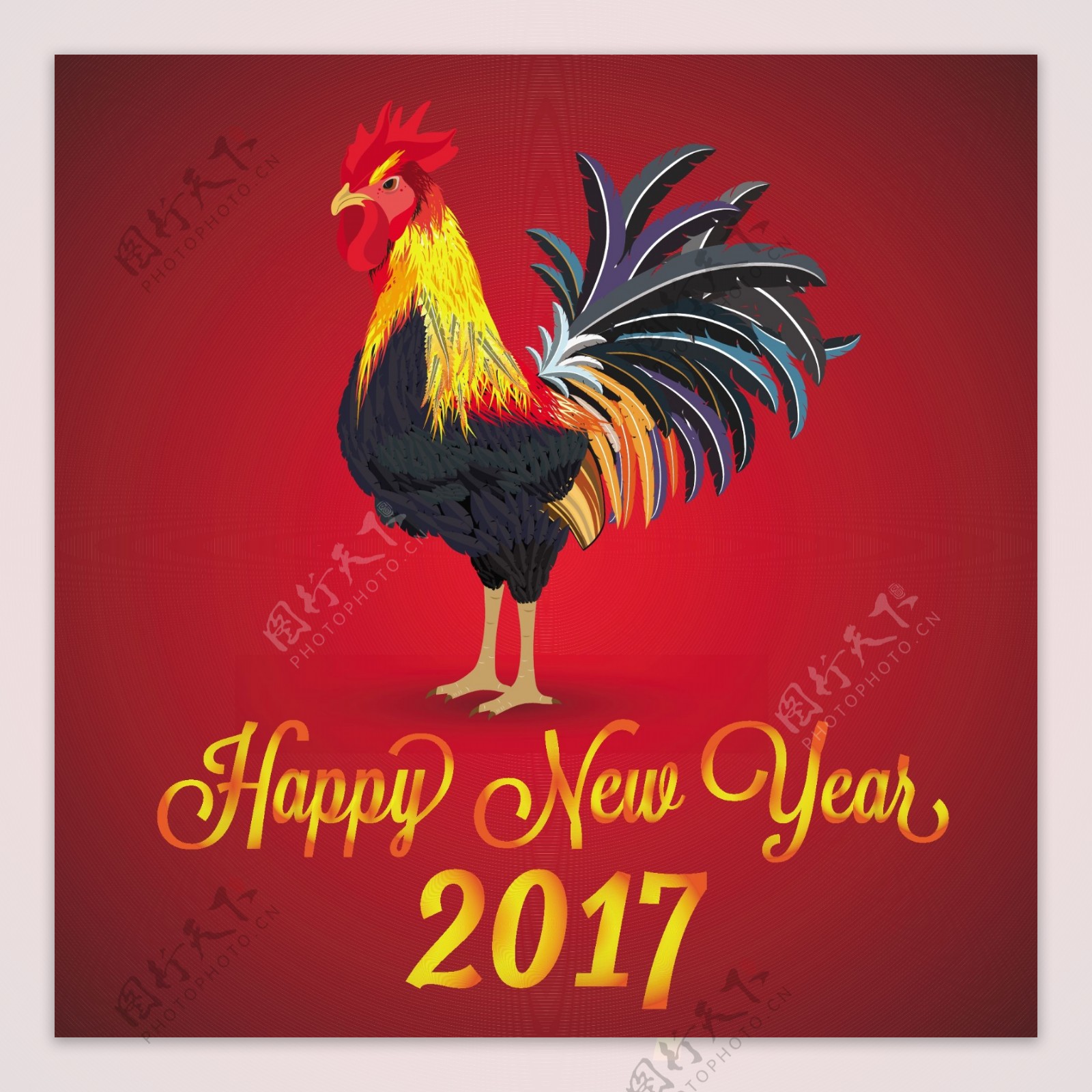 2017年鸡年新年贺卡广告设计