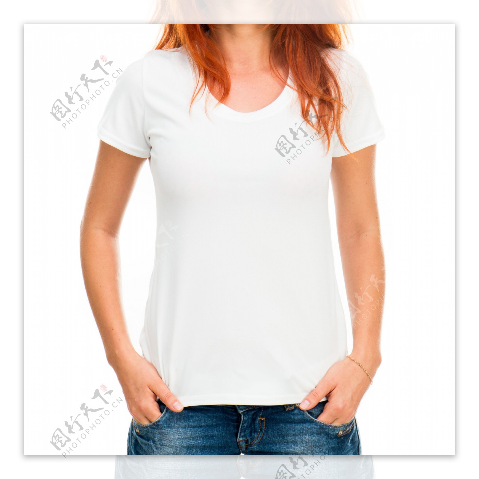 白色女式T恤图片