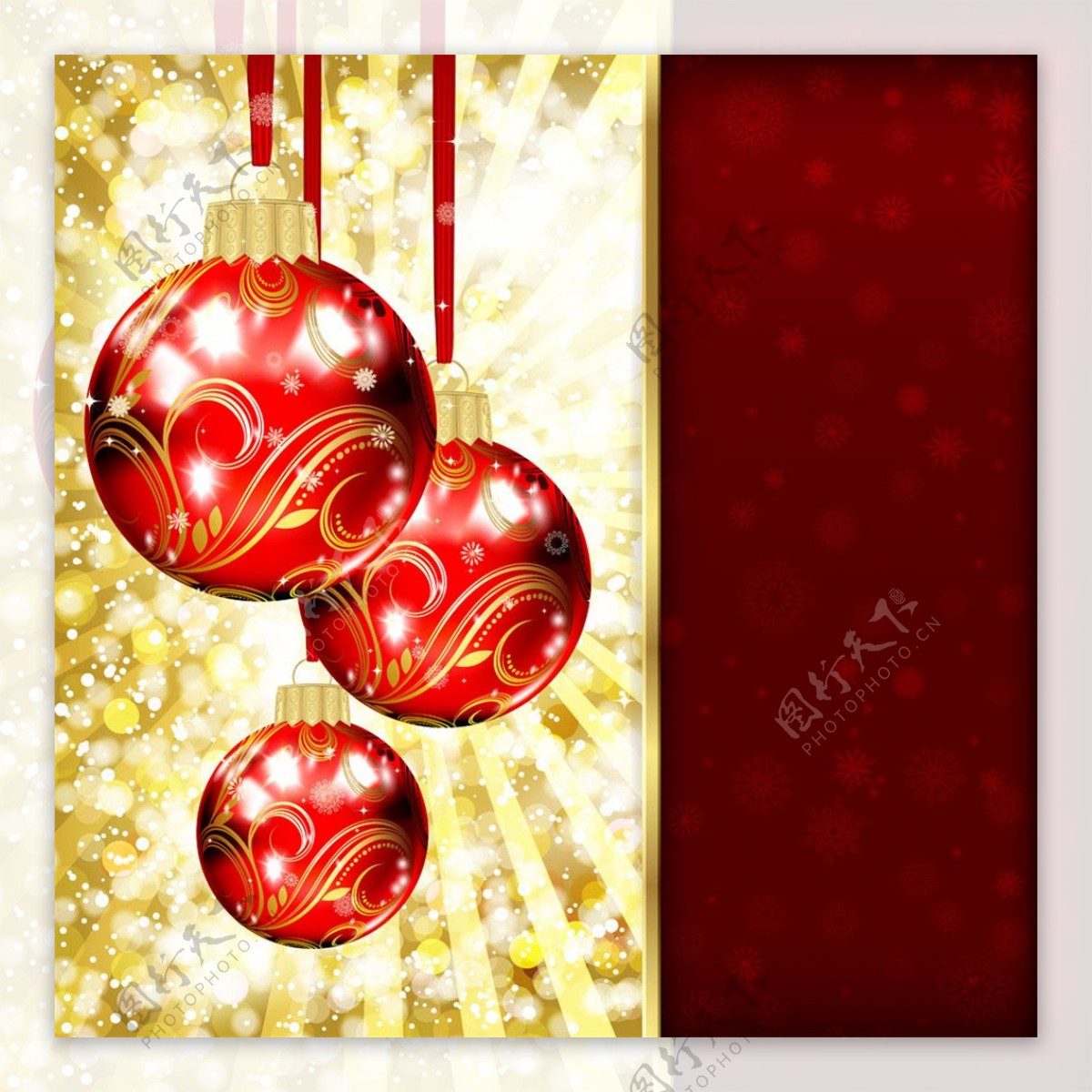 光斑和红色圣诞球图片