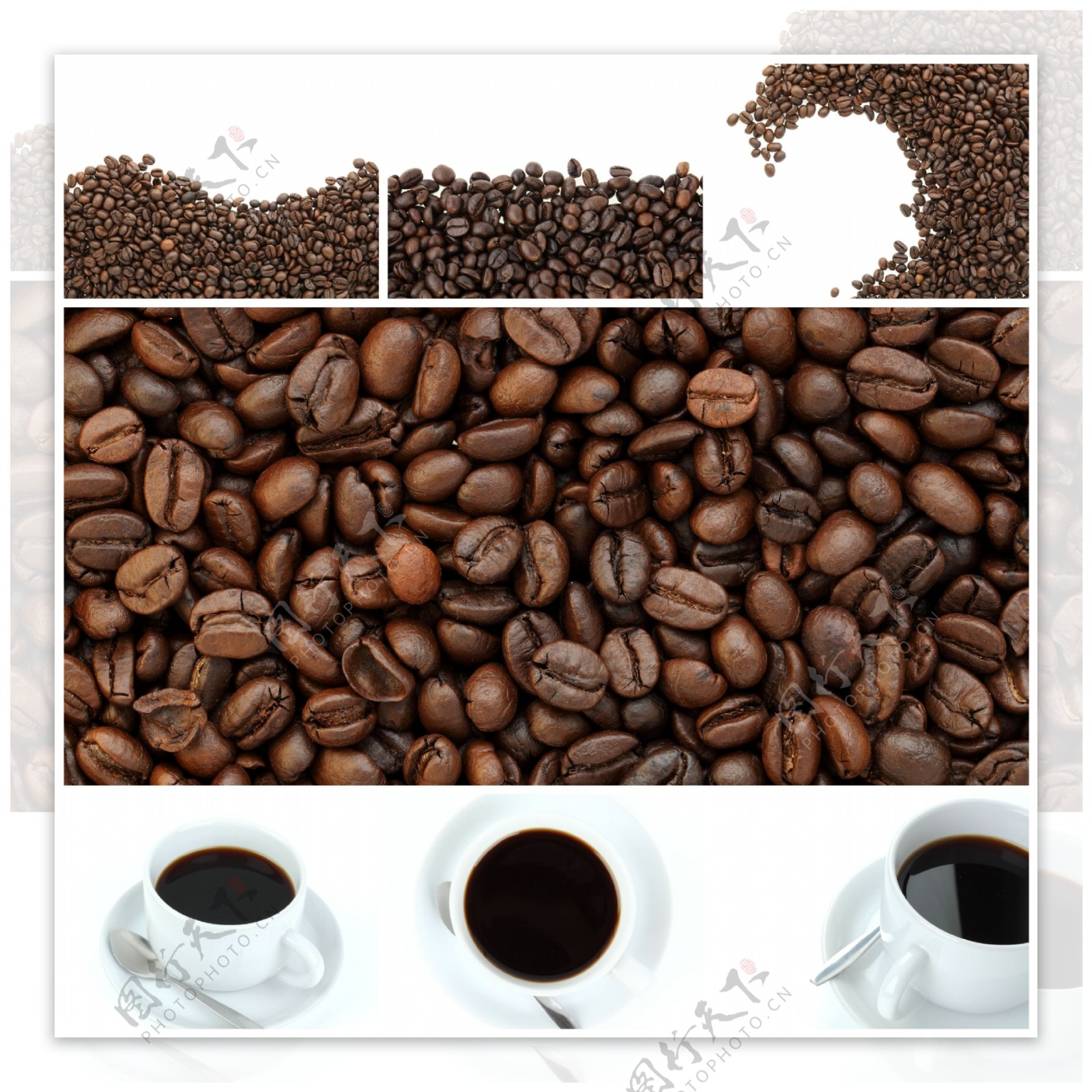 咖啡豆与咖啡杯子图片