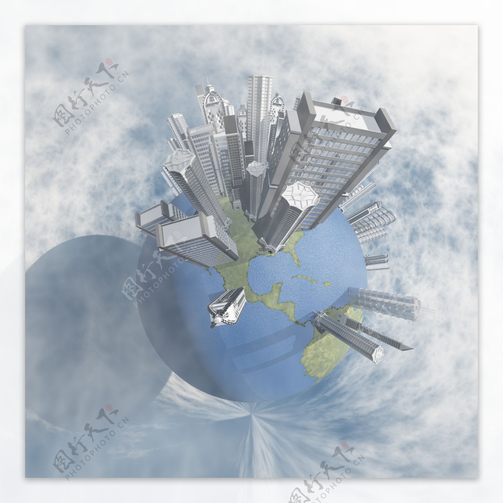 地球与高楼大厦图片
