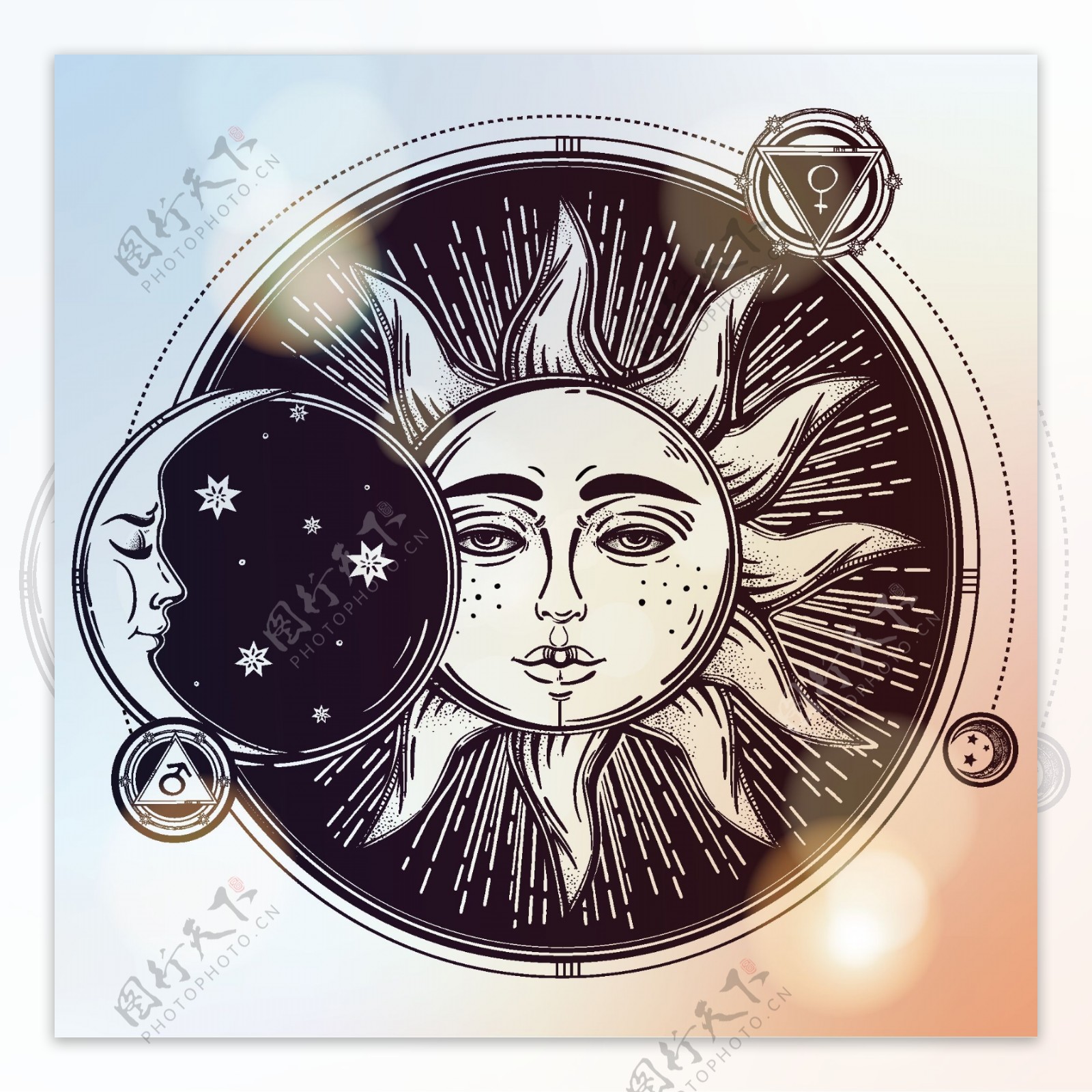 太阳月亮插画
