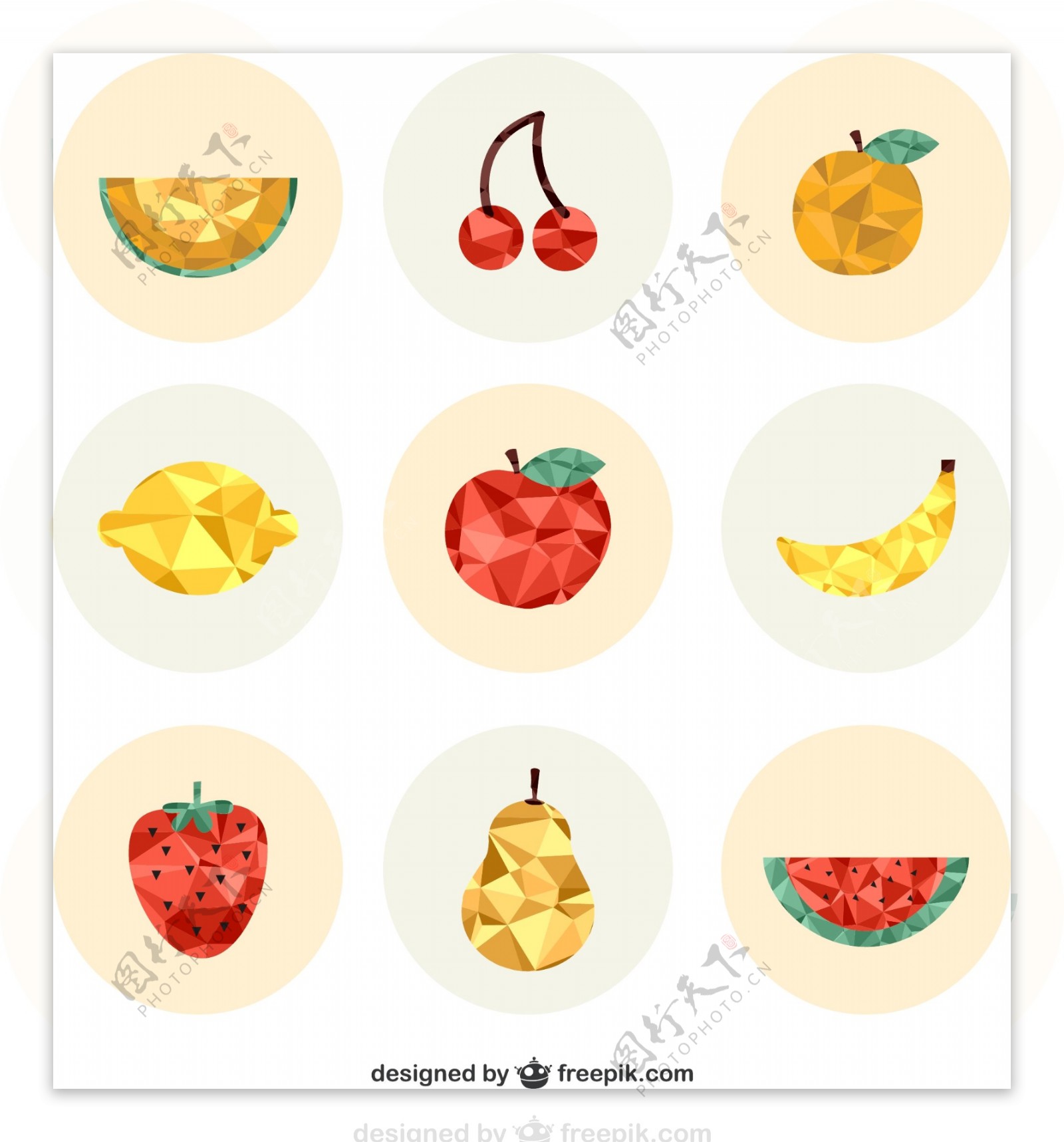 9款创意水果图标矢量素材