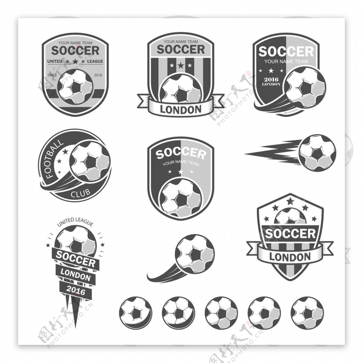 灰色足球logo设计