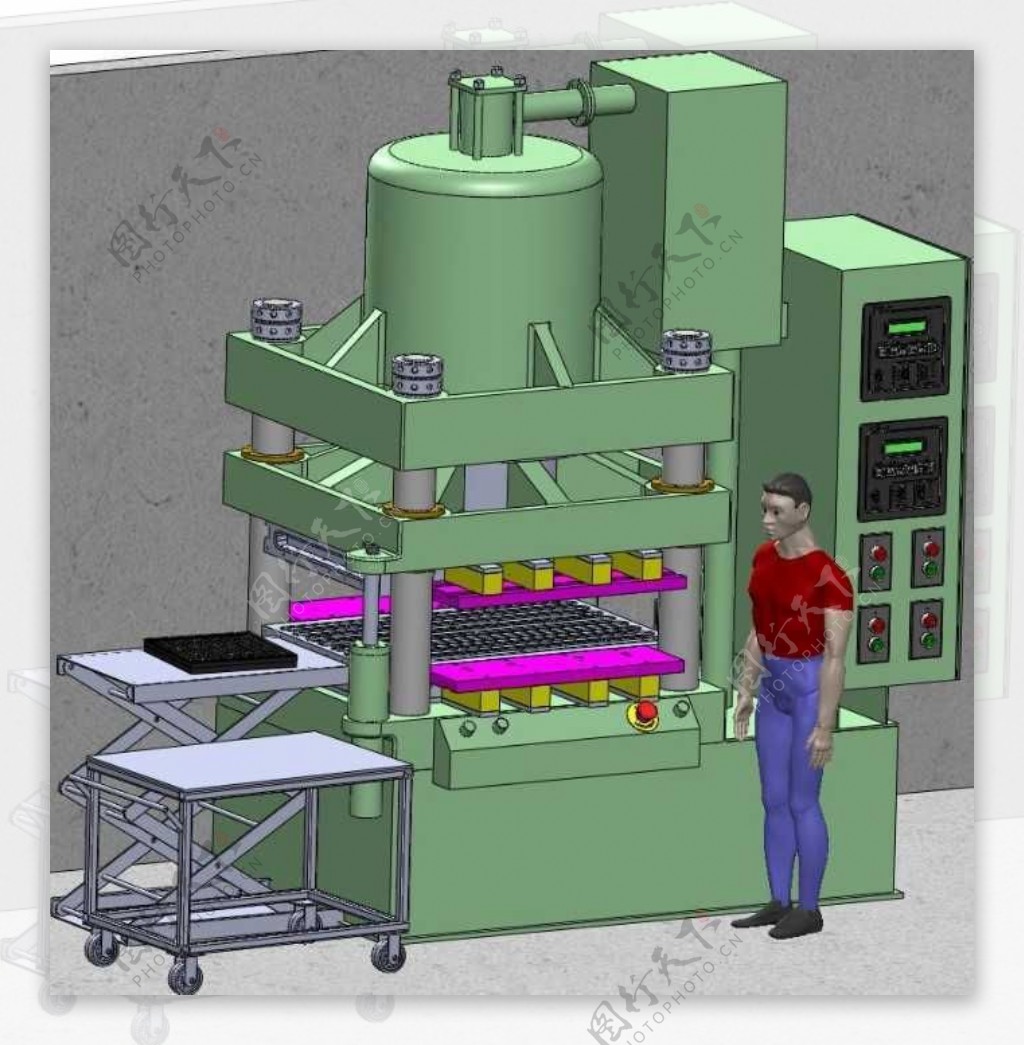 橡胶涂层印刷机机械模型