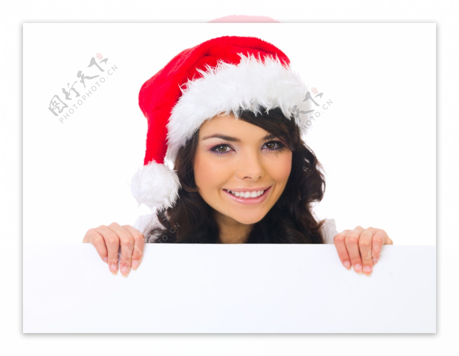 拿着白板的圣诞女孩图片