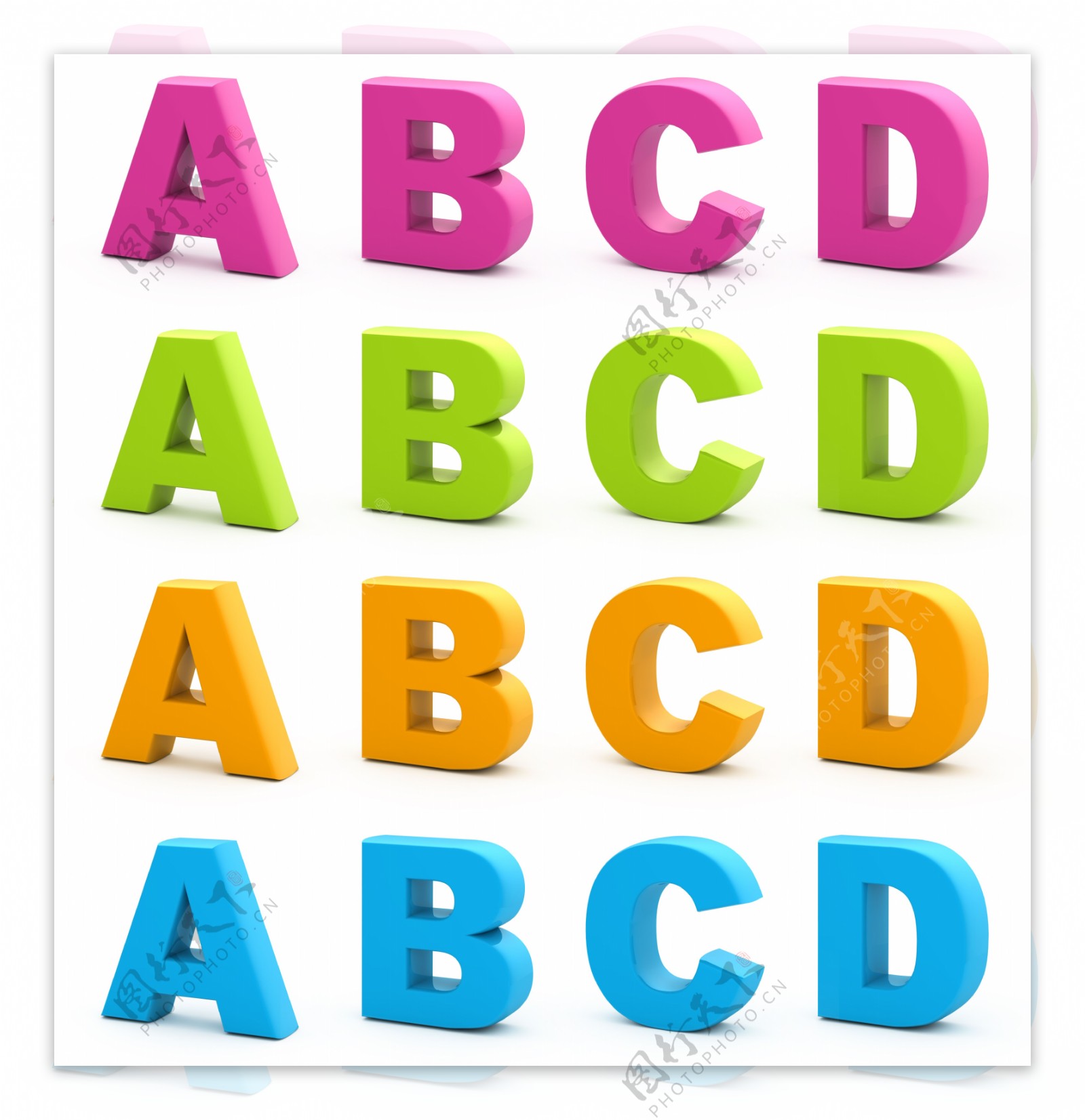 彩色立体ABCD字母图片