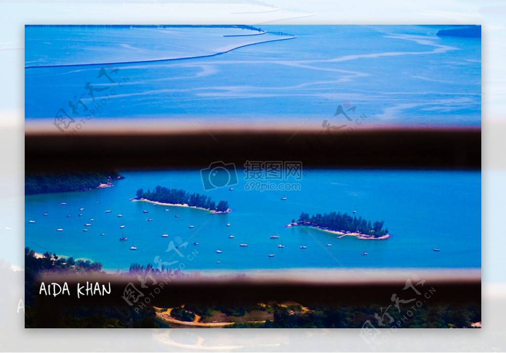 大海沙滩蓝色船关系岛放松马来西亚