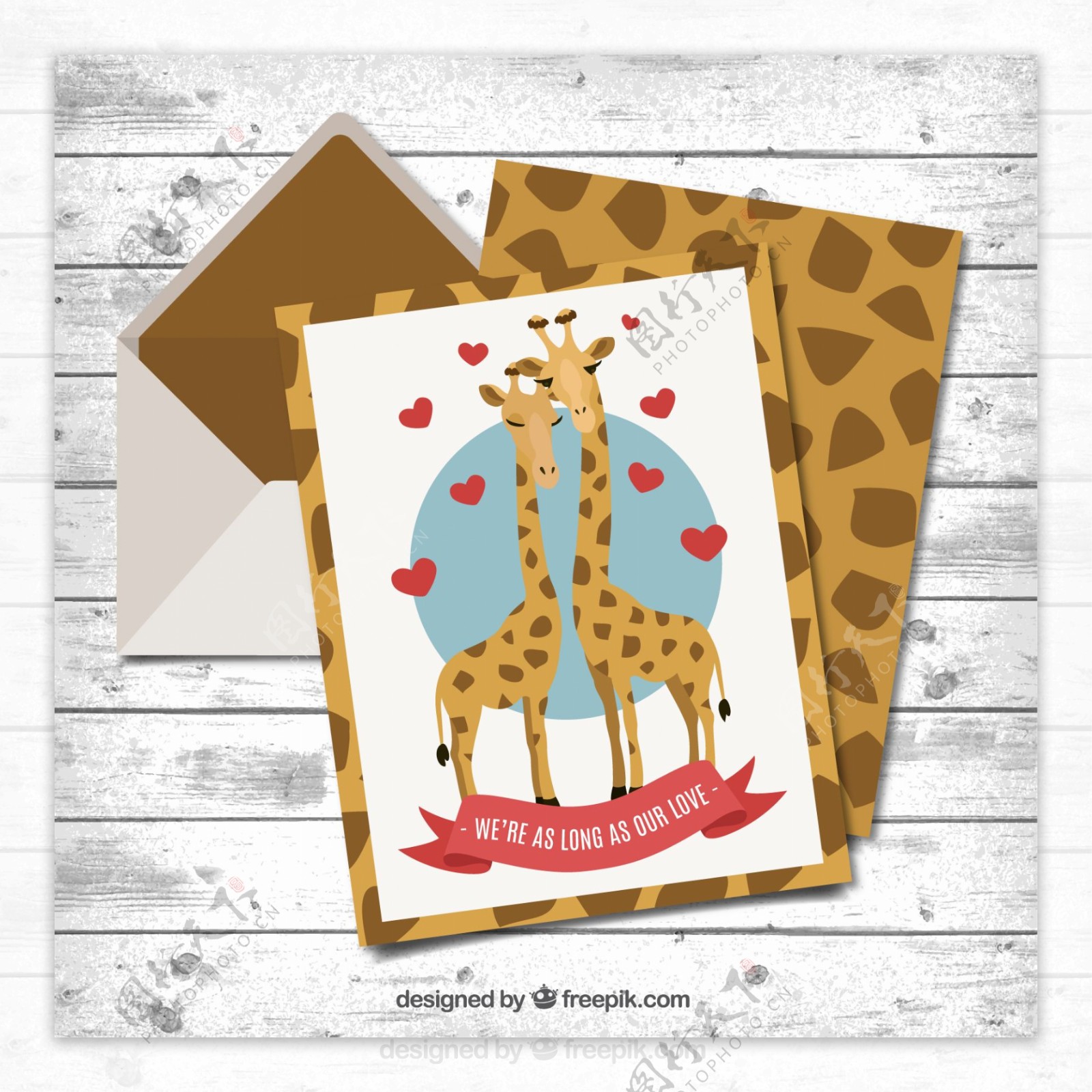 可爱的长颈鹿夫妇卡片