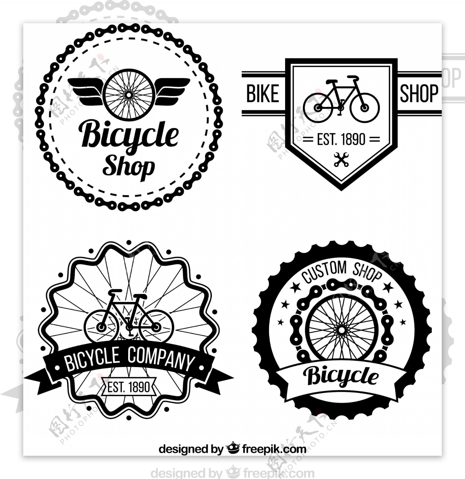 复古风格的自行车徽章