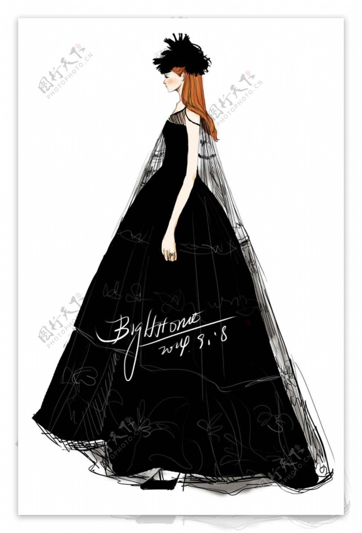 黑色纱裙设计图