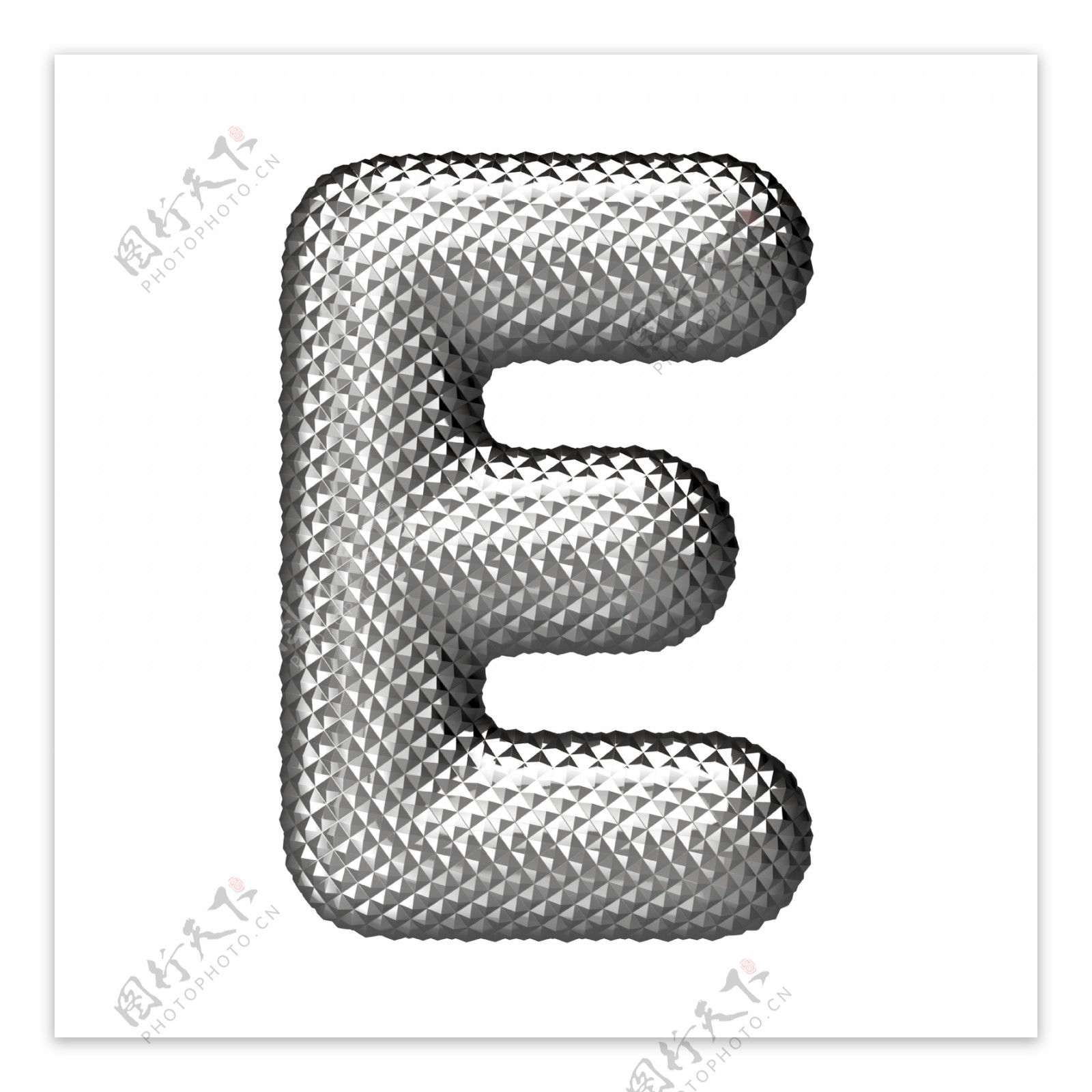 立体银色字母E图片