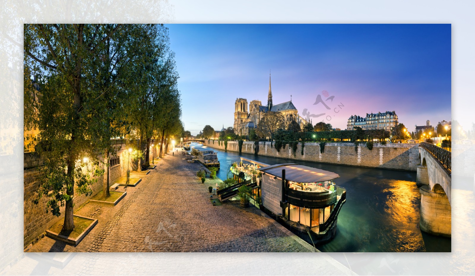 巴黎建筑夜景风光图片