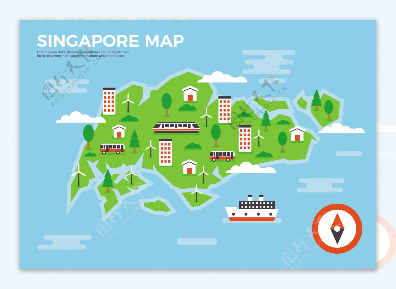 新加坡地图矢量