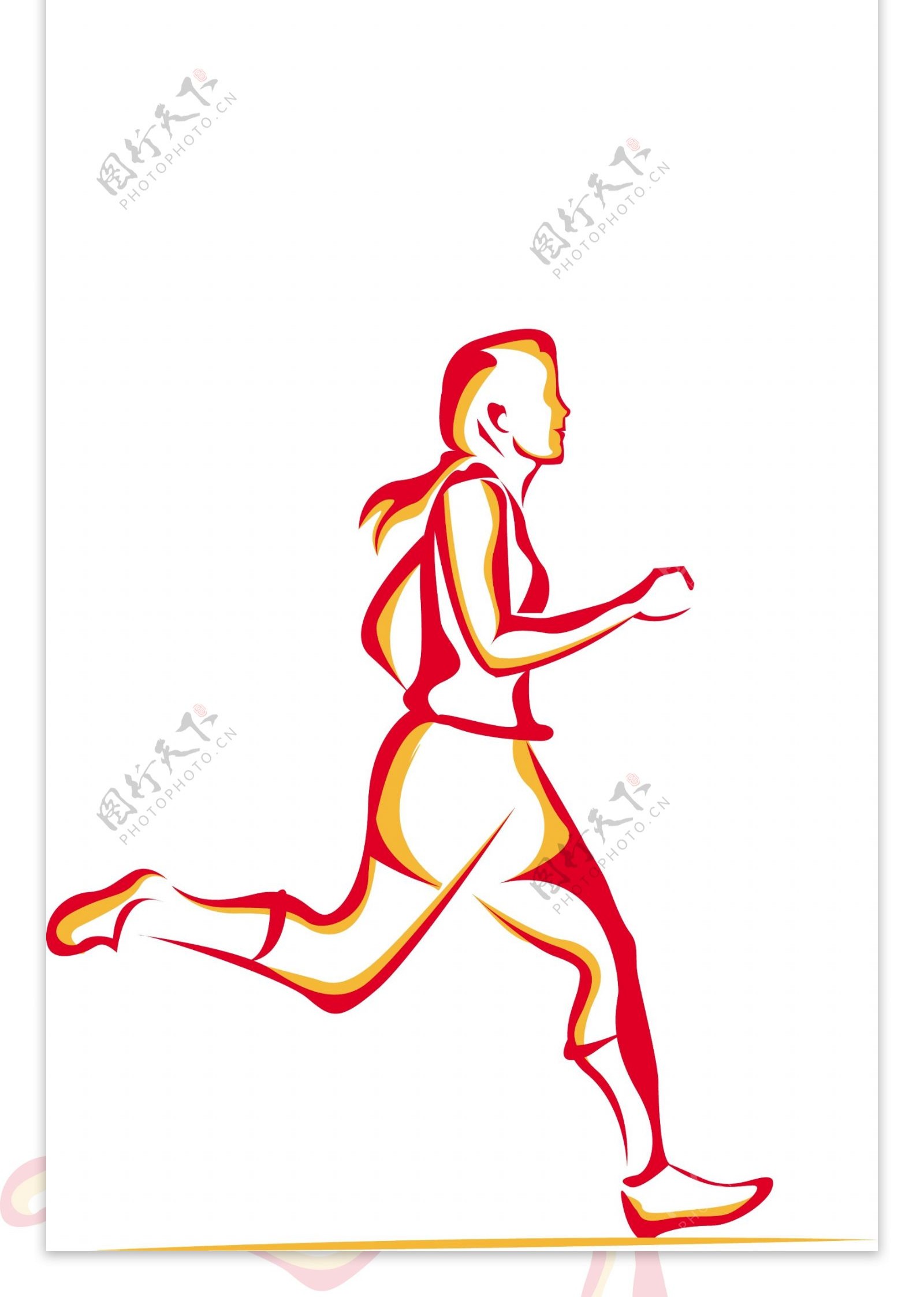 跑步健身的卡通女孩