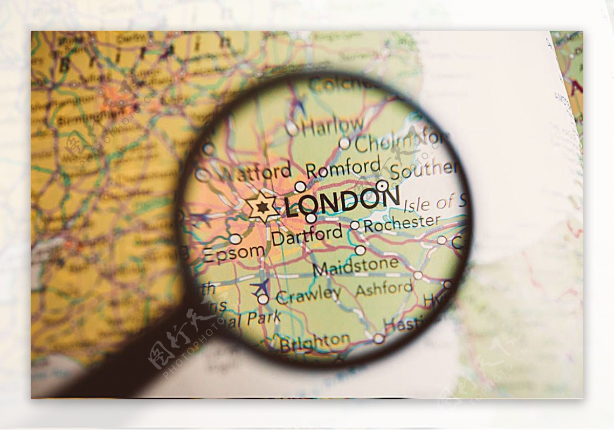 放大镜伦敦地图