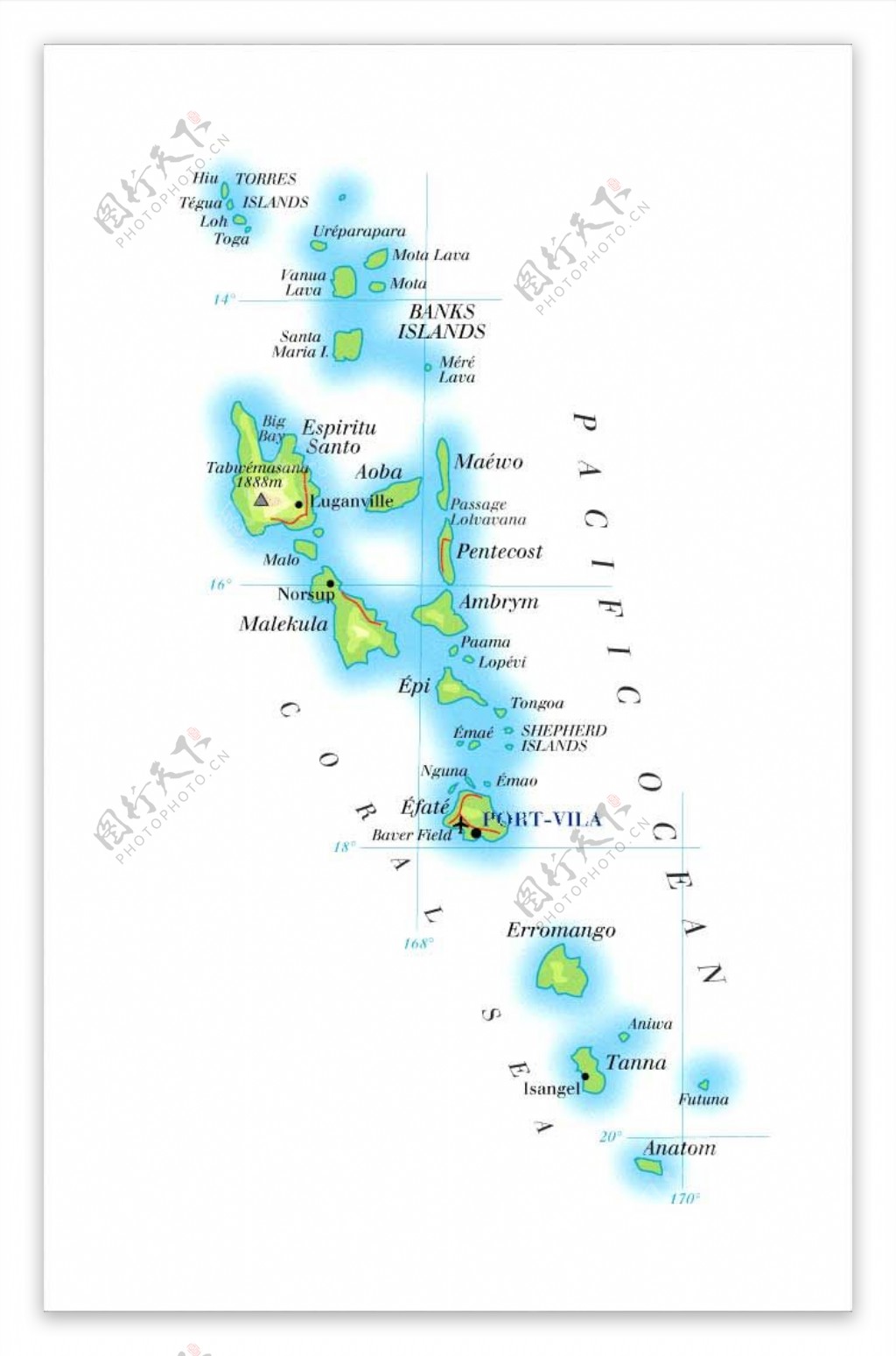 世界地图之Vanuatu瓦努阿图地图